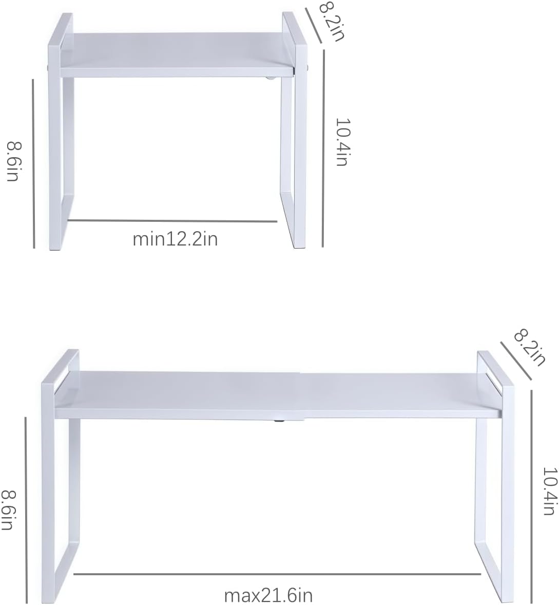 Expandable Cabinet Shelf Organizer Riser for Kitchen Pantry Cupboard Under Sink Countertop (white