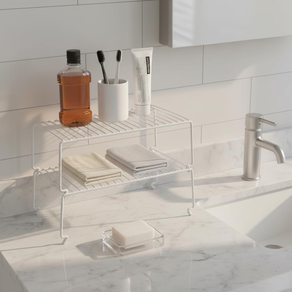 4-piece Kitchen Cabinet Storage Rack - Large Stackable Wire Rack for Pantry