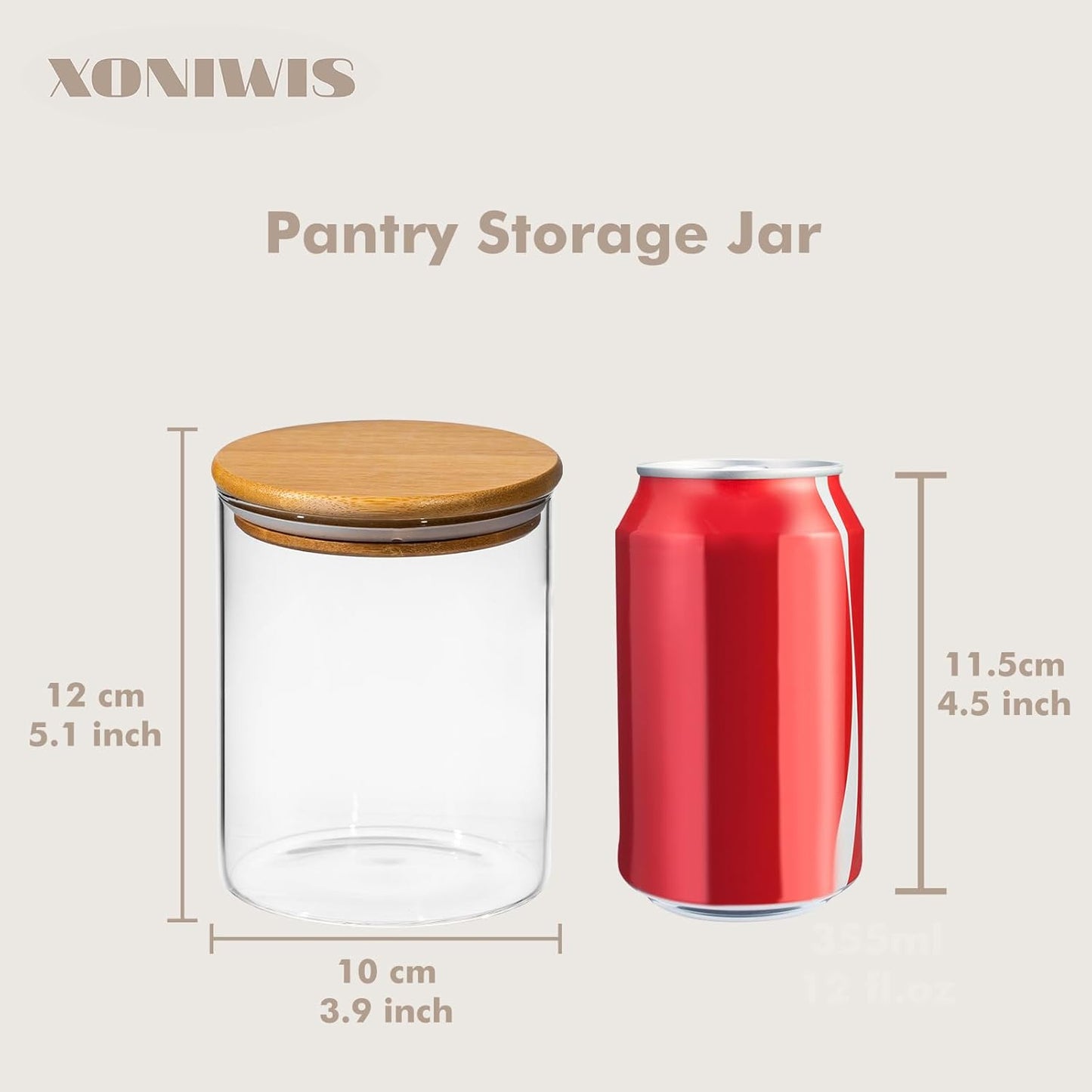 25oz 6PCS Round Airtight Glass Food Storage Jars