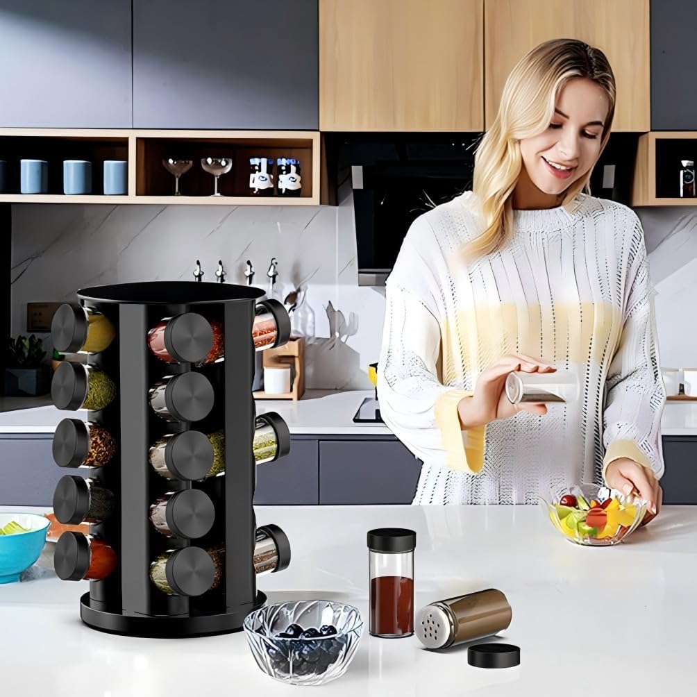 Rotating Spice Rack Organizer for Cabinet, Spice Racks Storage with 20 Jars