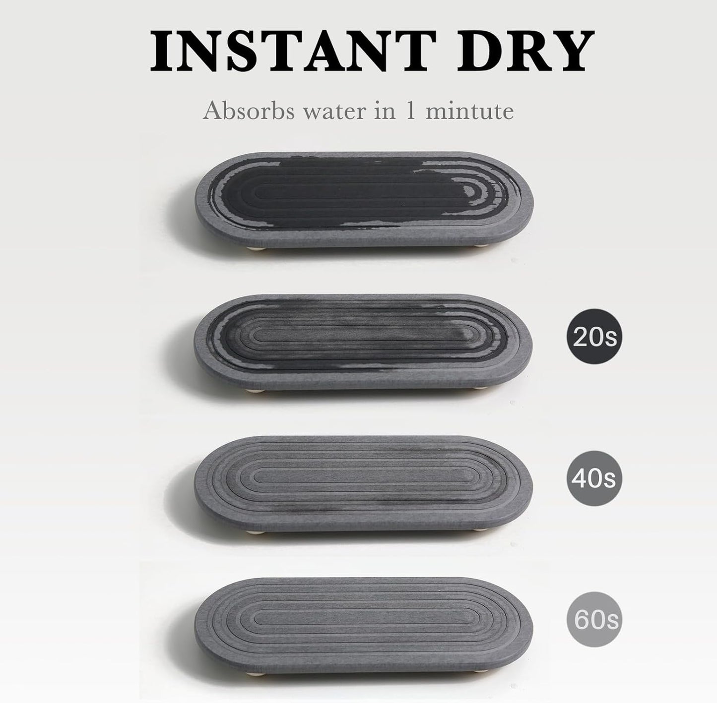 Instant Dry Sink Caddy Organizer – Water Absorbing Stone Tray for Kitchen Bathroom Countertop