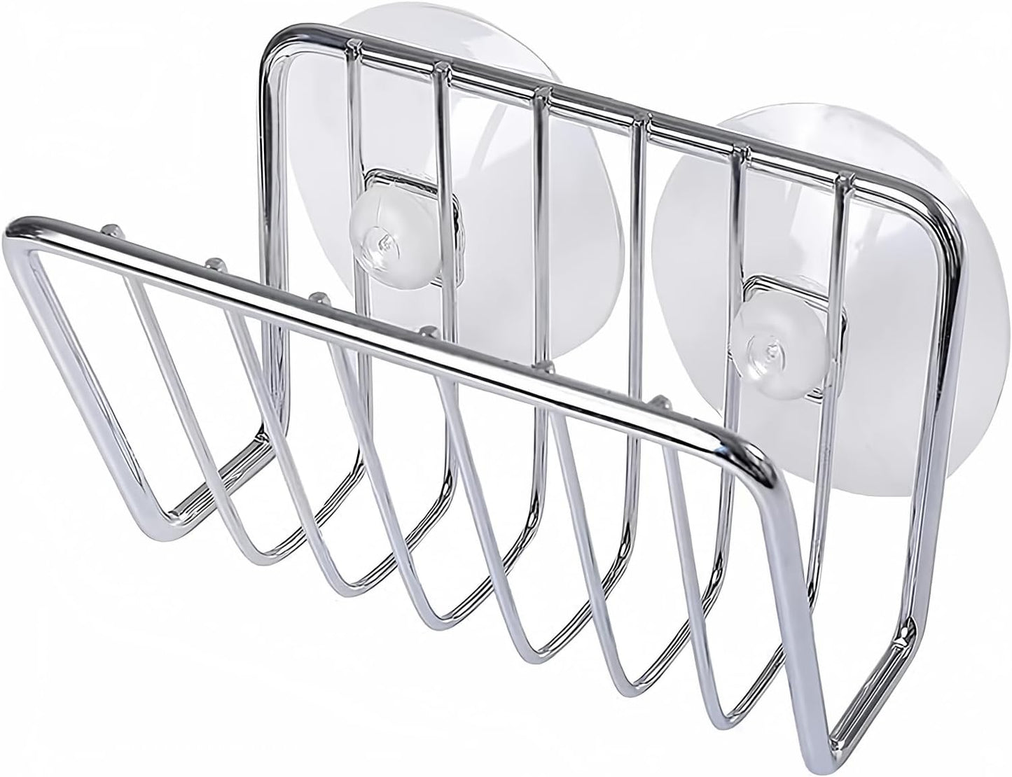 Sponge Holder for Kitchen Sink, Stainless Steel Suction Cup Sponge Caddy - Silver