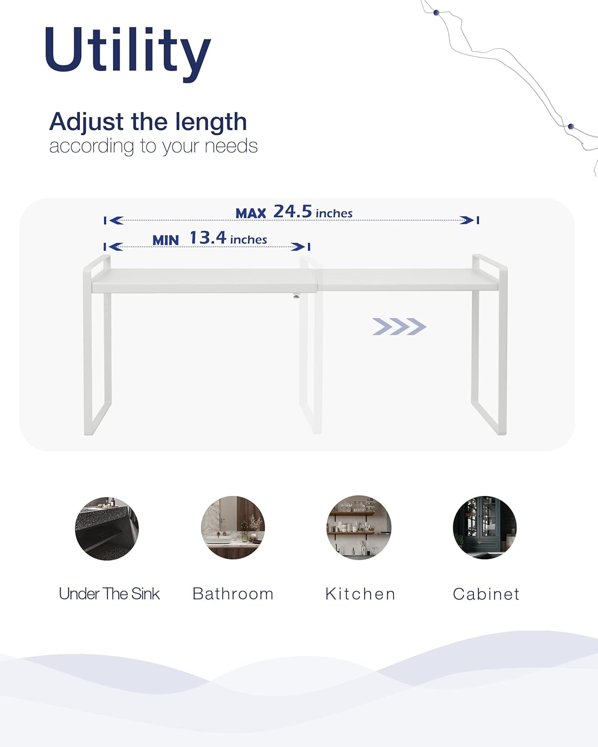 Expandable Cabinet Shelf Organizer Riser for Kitchen Pantry Cupboard Under Sink Countertop Home Storage Organization Rack Space Saver Freestanding Heavy Duty Nonslip Stackable White X Large