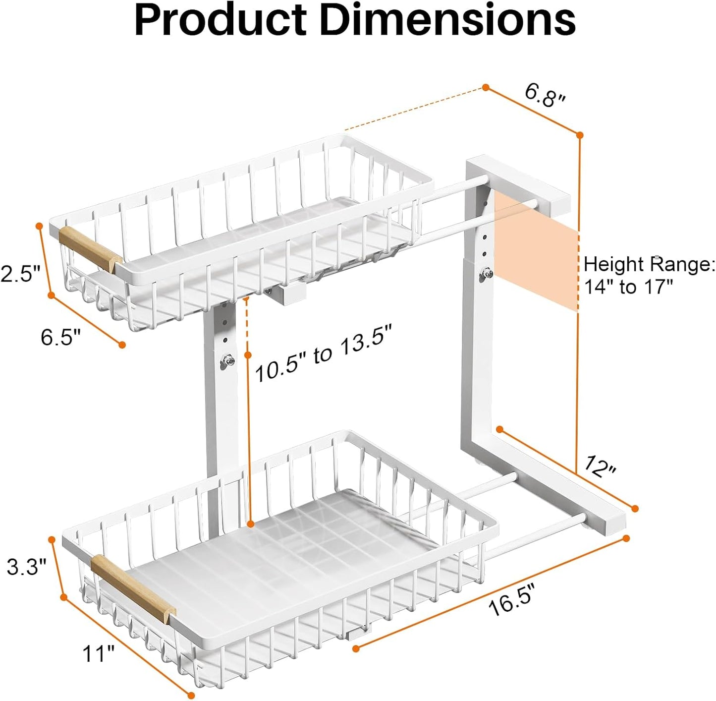 Under Sink Organizer, Height Adjustable Under Sink Organizers and Storage
