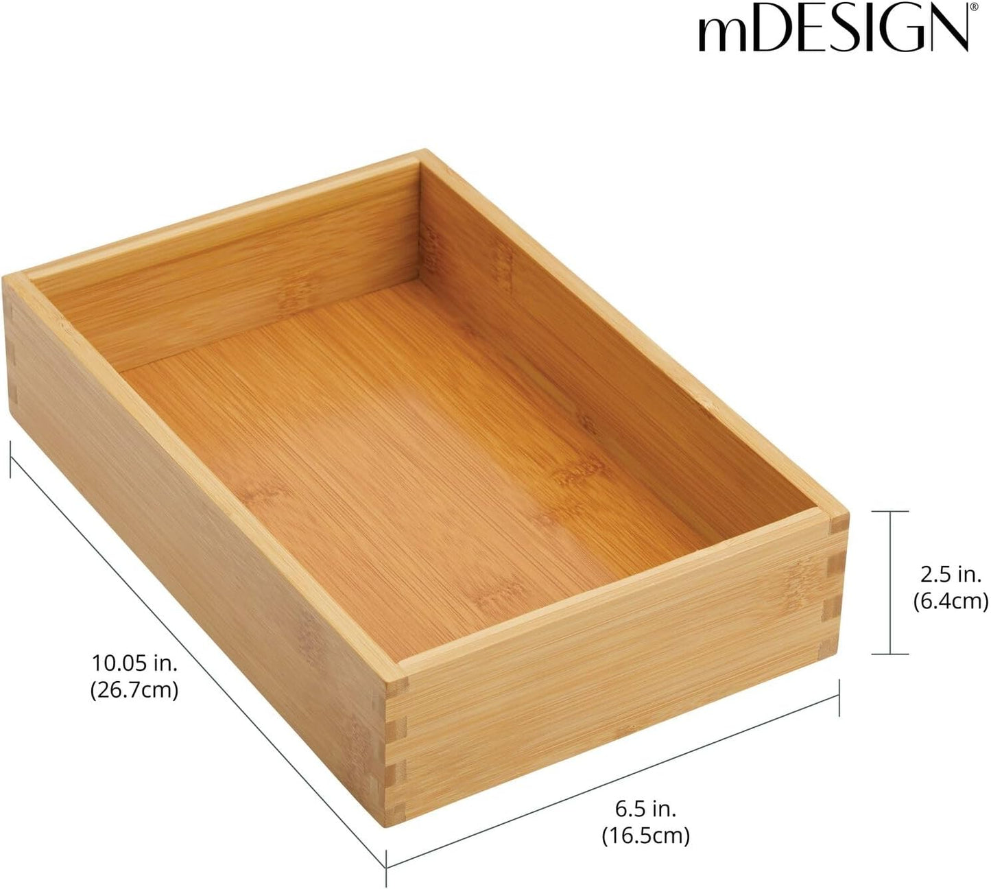 Bamboo Kitchen Cabinet Drawer Organizer Tray Bin - Eco-Friendly, Multipurpose - Use in Drawers