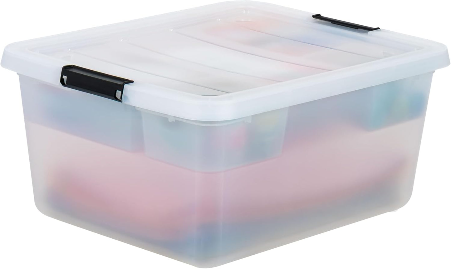18 QT Clear Storage Organizer with Removable Dividers, Stackable Plastic Storage Box with Lid