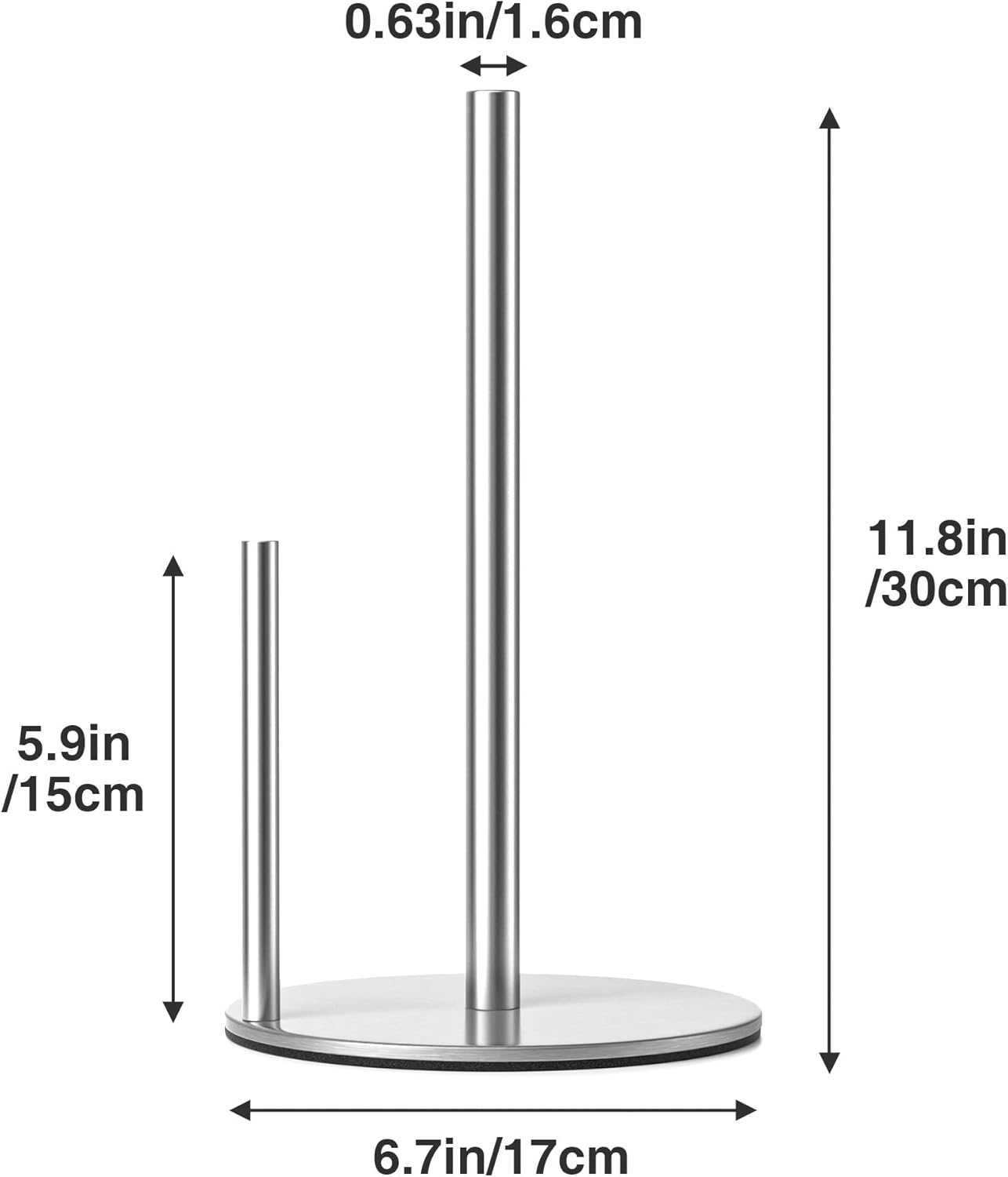 Paper Towel Holder Silver, Premium Stainless Steel Kitchen Roll Dispenser