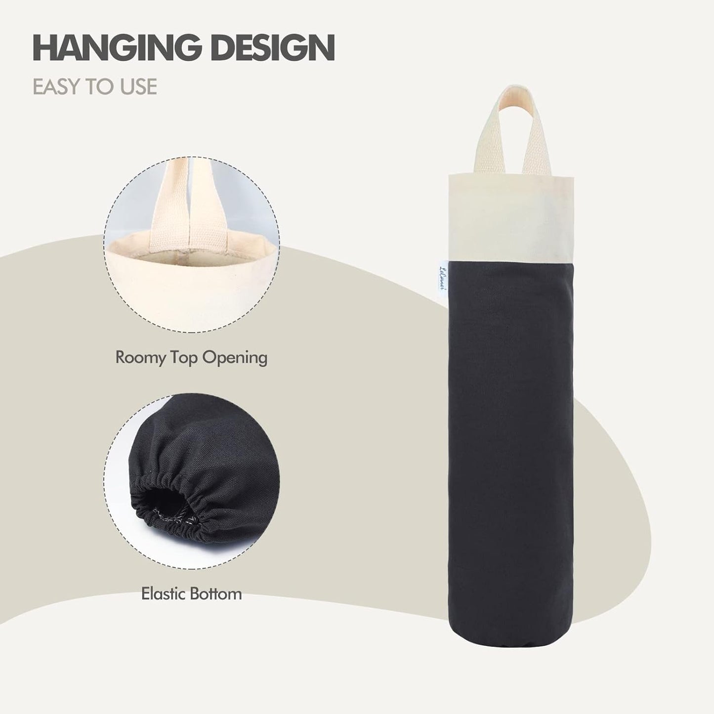 Wall Mount Plastic Bag Holder for Grocery Storage, Cotton Shopping Garbage Sack Organizer