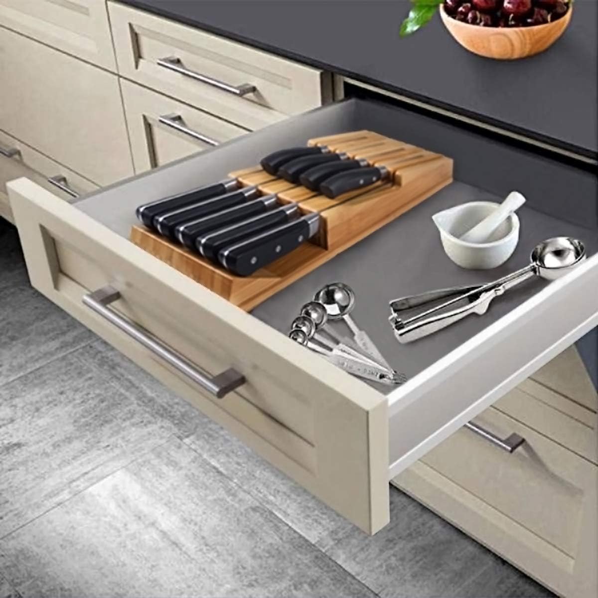 Bamboo In-Drawer Knife Block Set for 9 Knives(Not Included)