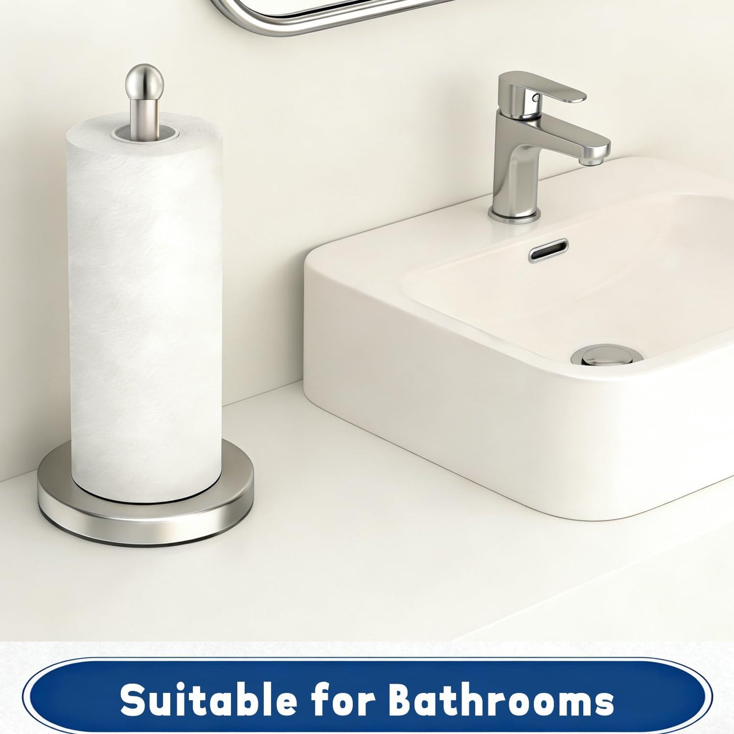 Paper Towel Holder Freestanding, Weighted Base with Suction Cups
