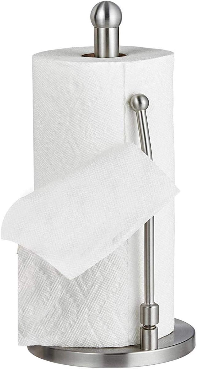 Countertop Paper Towel Holder - Stainless Steel Kitchen Napkin Roll Dispenser Stand for Home