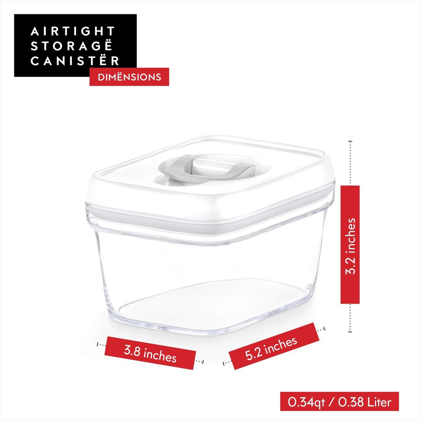 Airtight Food Storage Containers with White Lids – 0.4L 6 Pc Clear Plastic Kitchen canisters Pantry Organization for Spices, Candy, Nuts, BPA-Free, Keeps Food Fresh & Dry