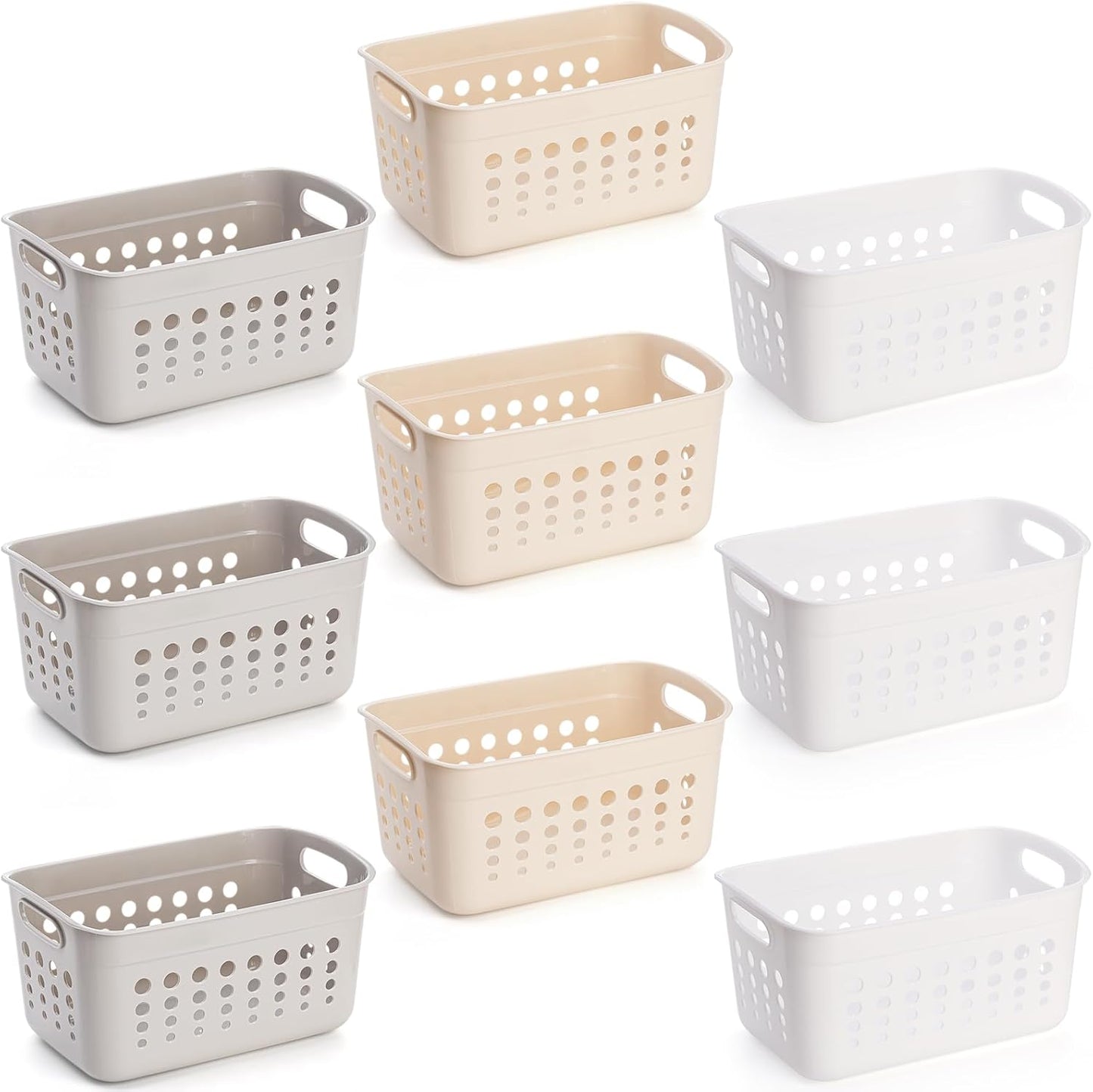 9 Pack Plastic Storage Basket, Small Pantry Organizer Basket Bins