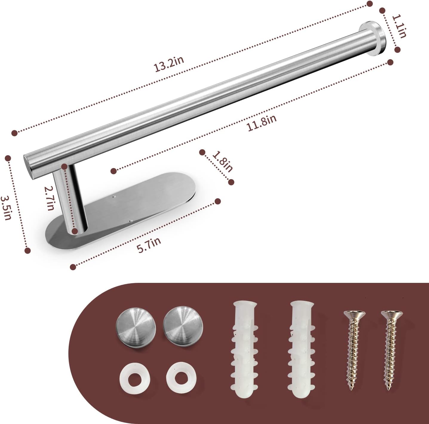 Paper Towel Holder Under Cabinet for Kitchen, Adhesive Paper Towel Holder Wall Mount