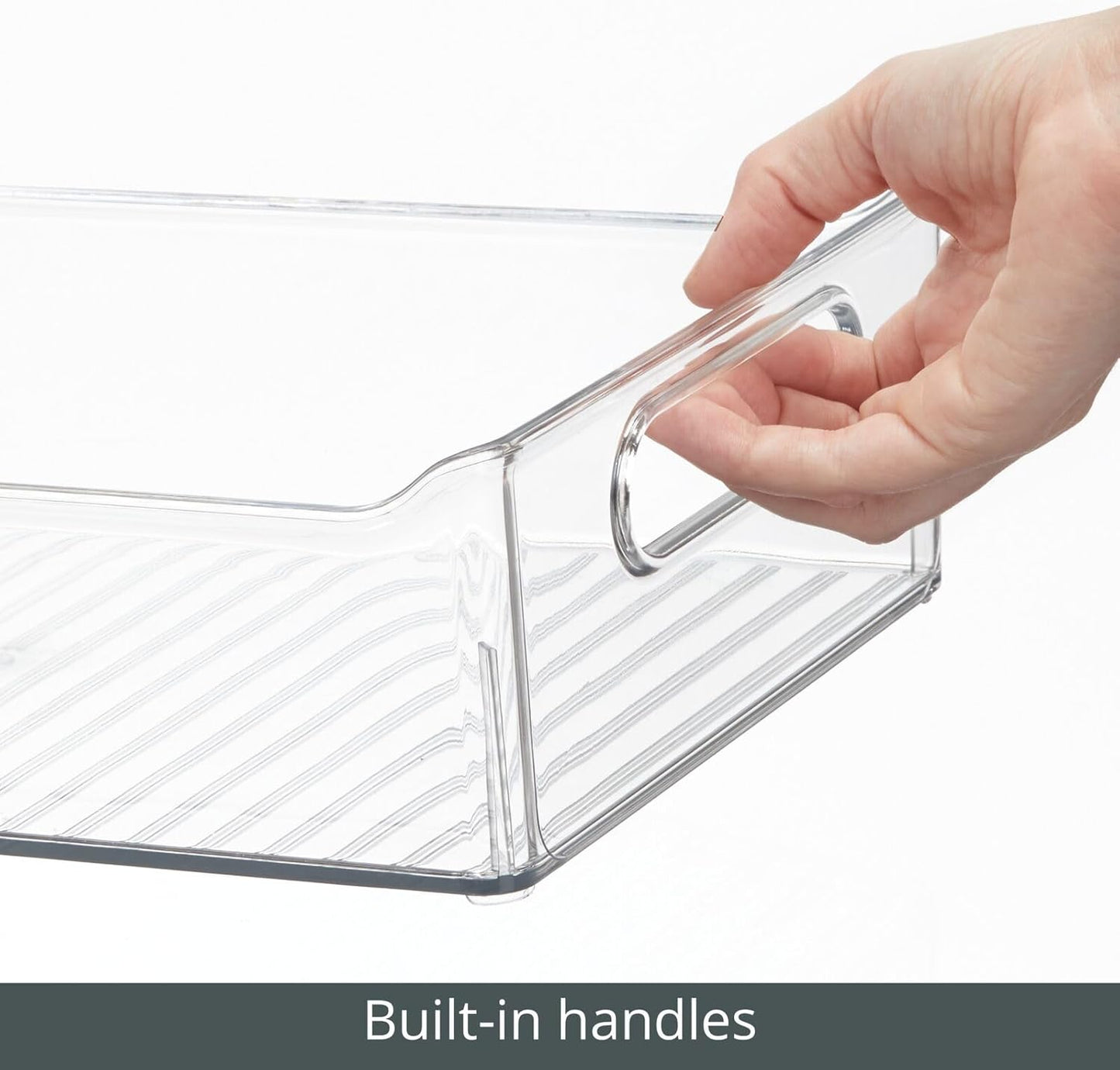 Plastic Kitchen or Pantry Storage Bins with Handles - Organization in Cabinet