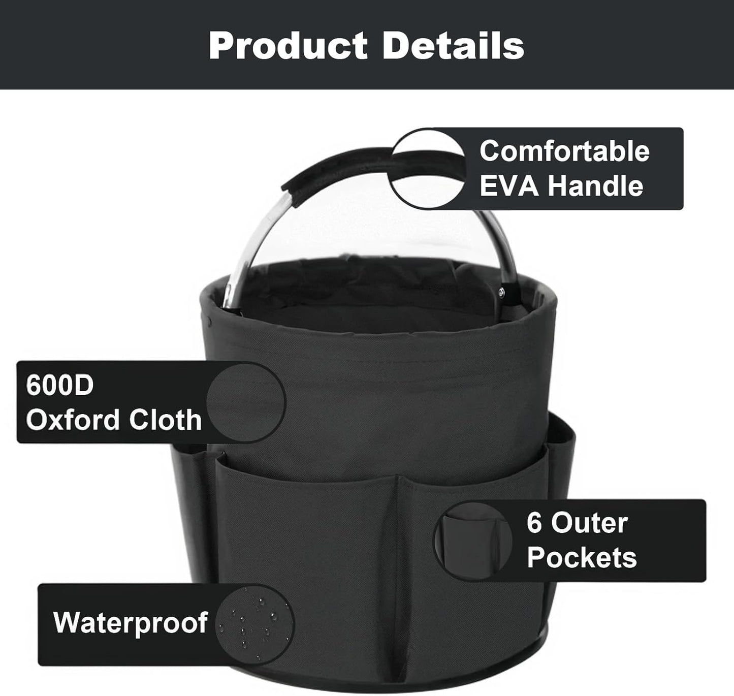 Cleaning Caddy with Handle, Cleaning Products Organiser, 17L Foldable Storage Basket