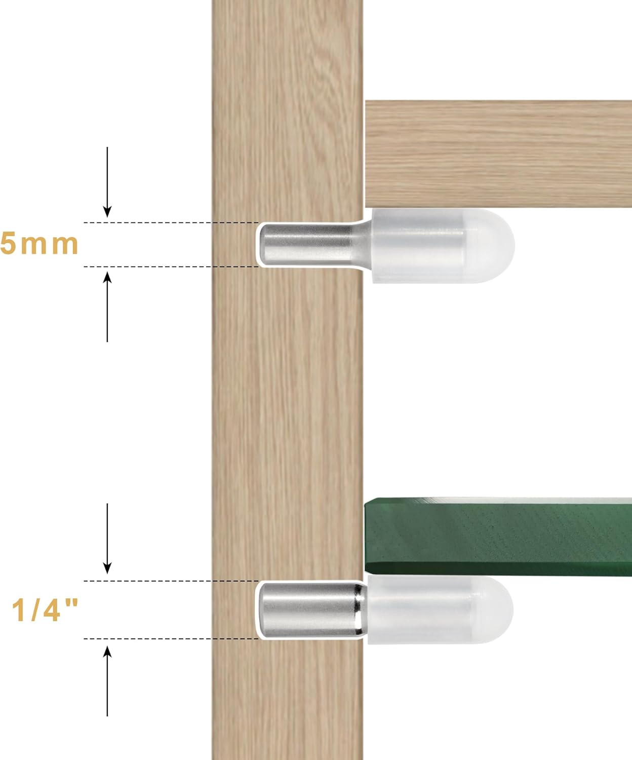 5mm 1/4 Inch Stainless Steel Metal Shelf Pegs Pins Replacement Kitchen Cabinet Shelves Support Holders for Bookshelf Bookcase Cupboard Adjustable Wood Glass Shelving