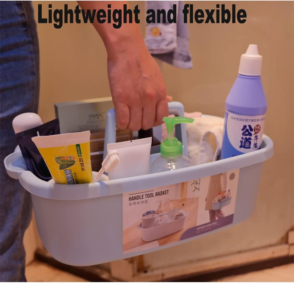 Large Plastic Cleaning Supply Caddy with Handle, Portable Cleaning Tool Storage Tote for Dorm