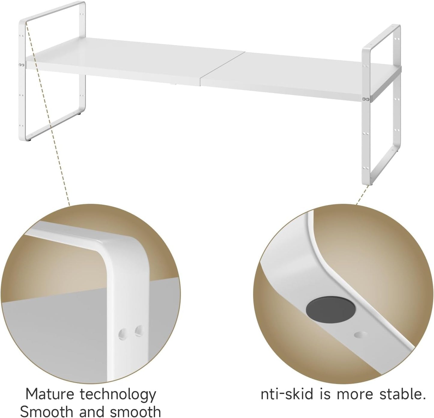 16.5~27.1" Expandable Shelf Organizer, 1Pack 8.1" Wide Stackable Cabinet Shelf Organizers