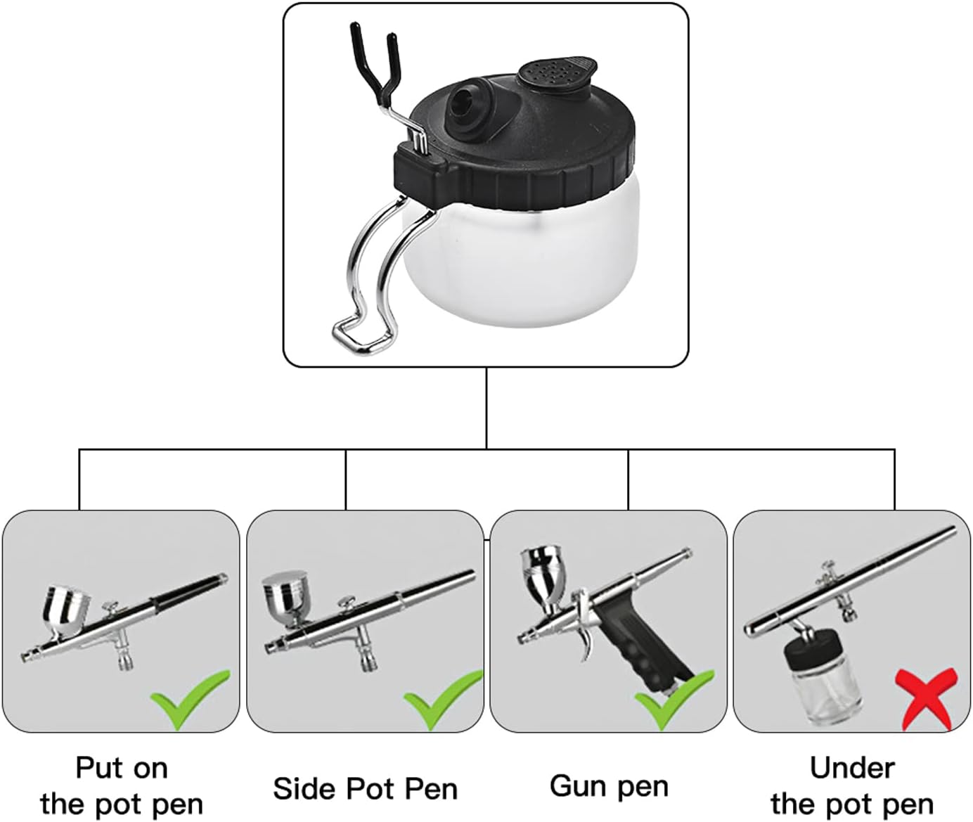 Airbrush Cleaning Pot with Holder - Weighted Glass Jar Waste Collector & Stabilizer