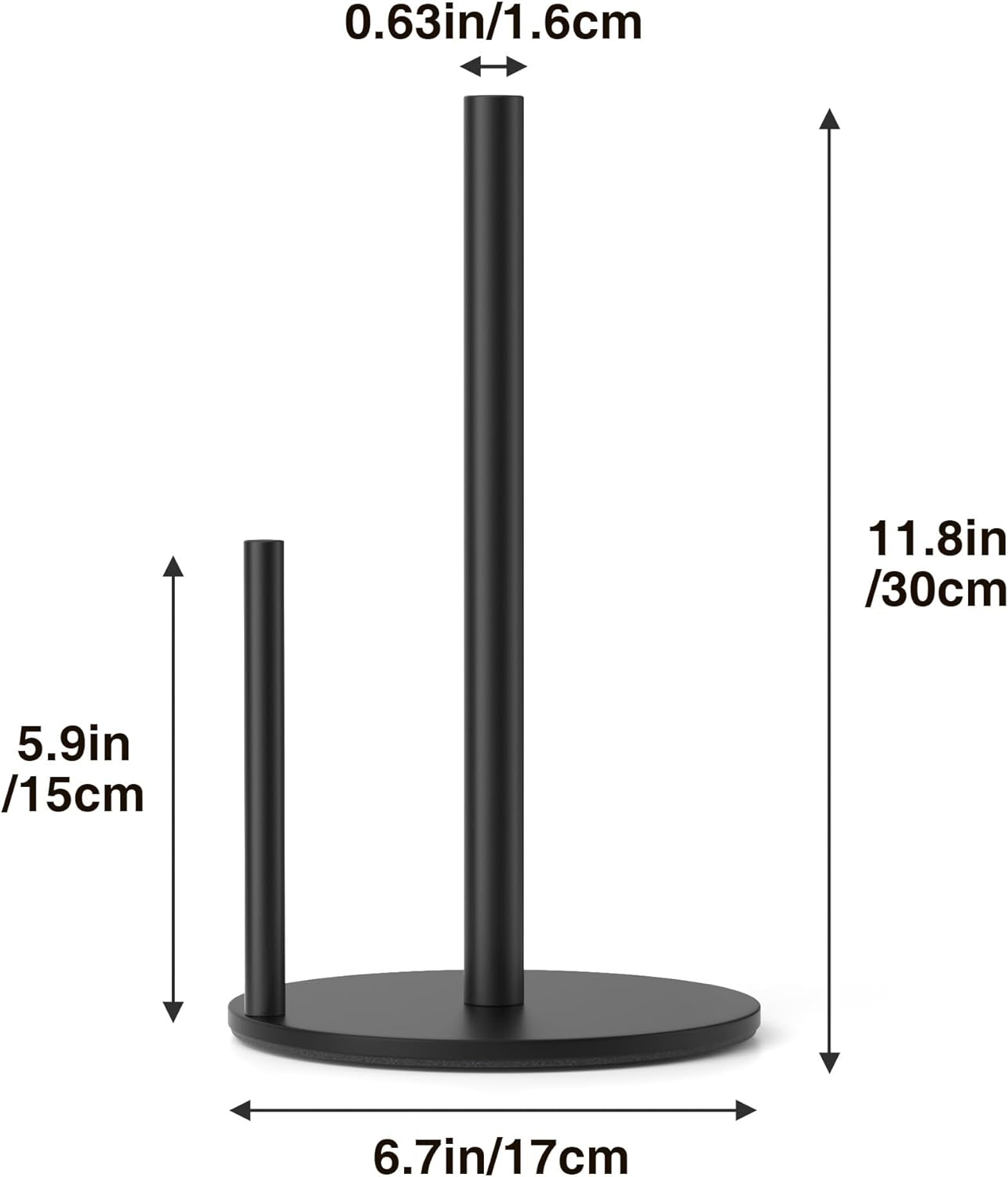 Paper Towel Holder Black, Premium Stainless Steel Kitchen Roll Dispenser