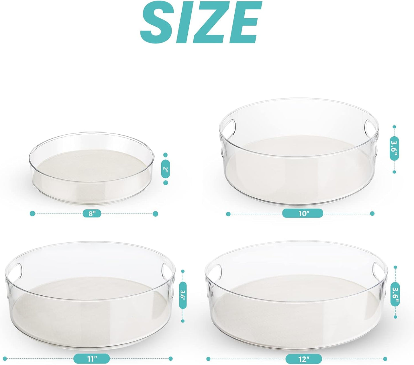 4 Pack Lazy Susan Organizer, Non-Skid Turntable Organizer for Cabinet, Pantry, Kitchen