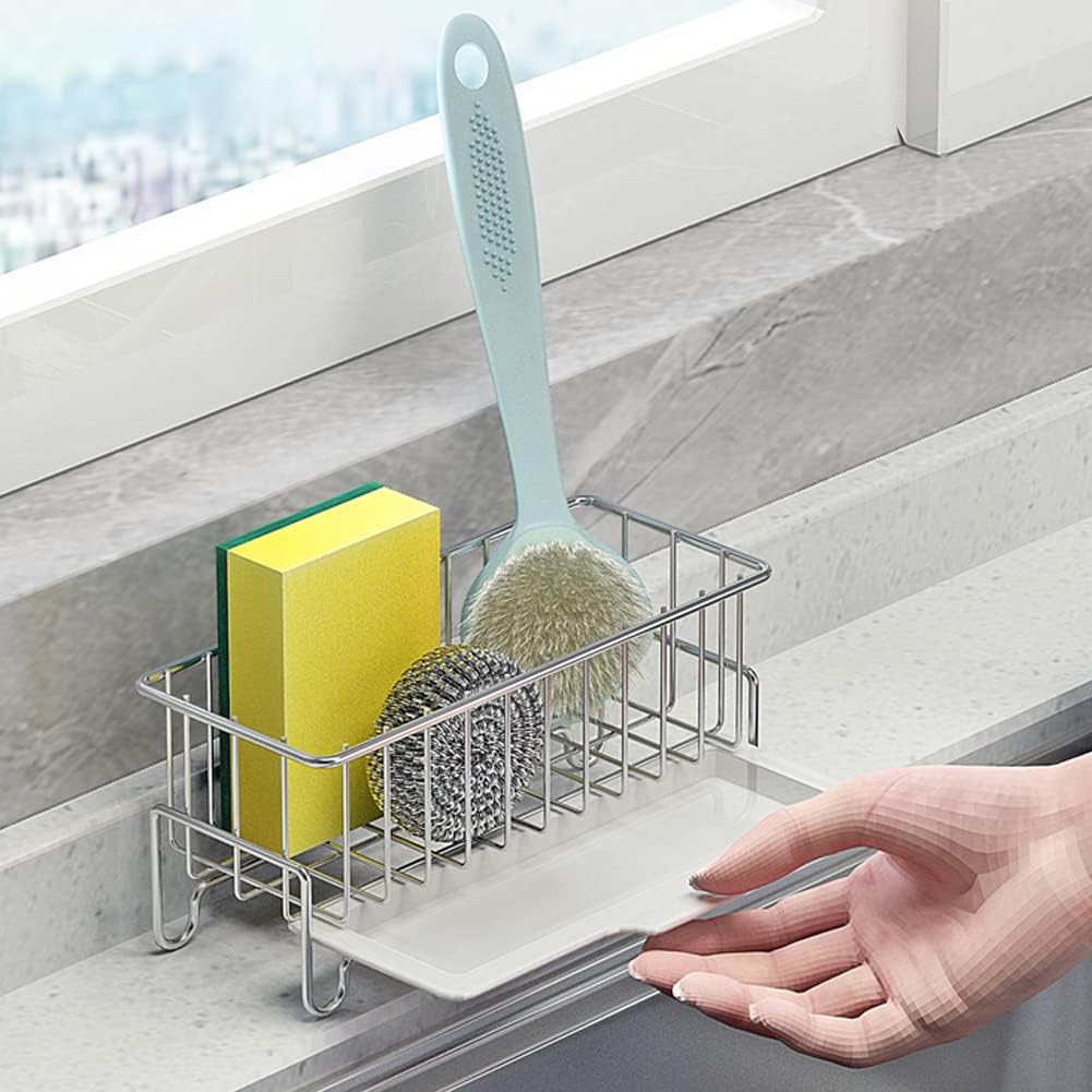 Kitchen Countertop Sponge Holder, SUS 304 Stainless Steel Dish SoapOrganizer