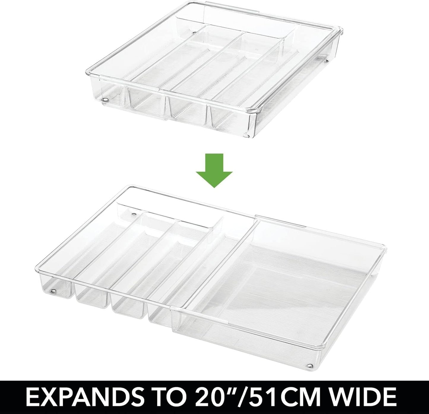 Adjustable, Expandable Plastic Kitchen Cabinet Drawer Storage Organizer Tray