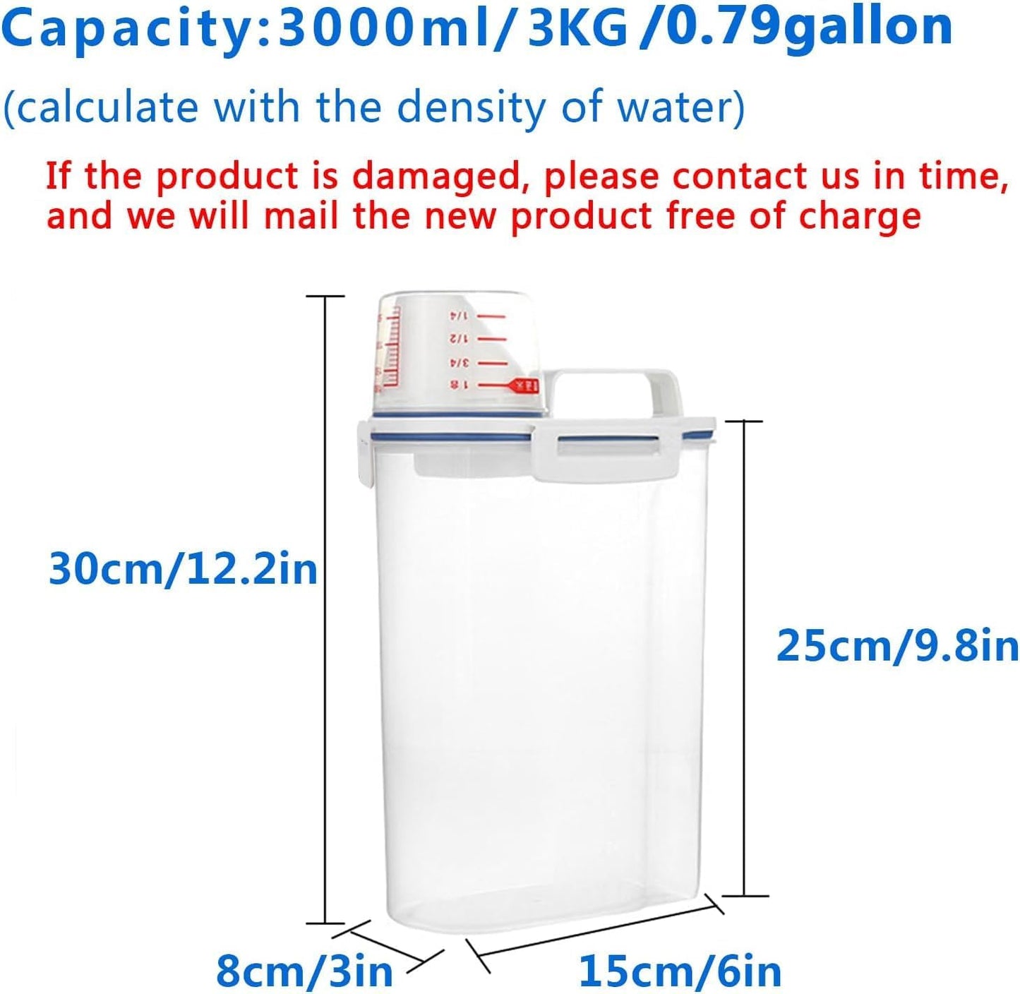 5.5 Lbs Rice Airtight Dry Food Storage Container Set of 4