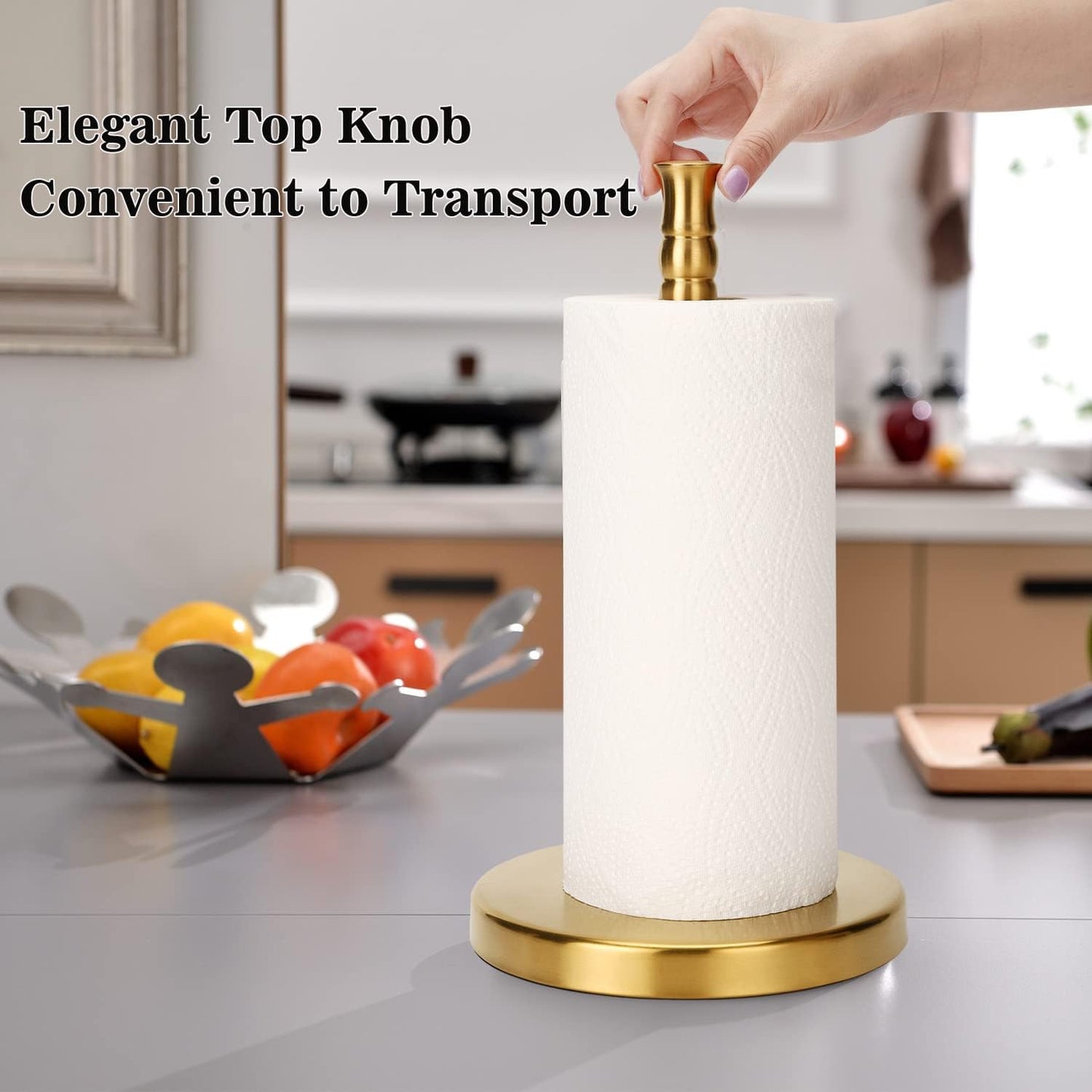 Paper Towel Holder Countertop, Weighted Base for One-Handed Tear