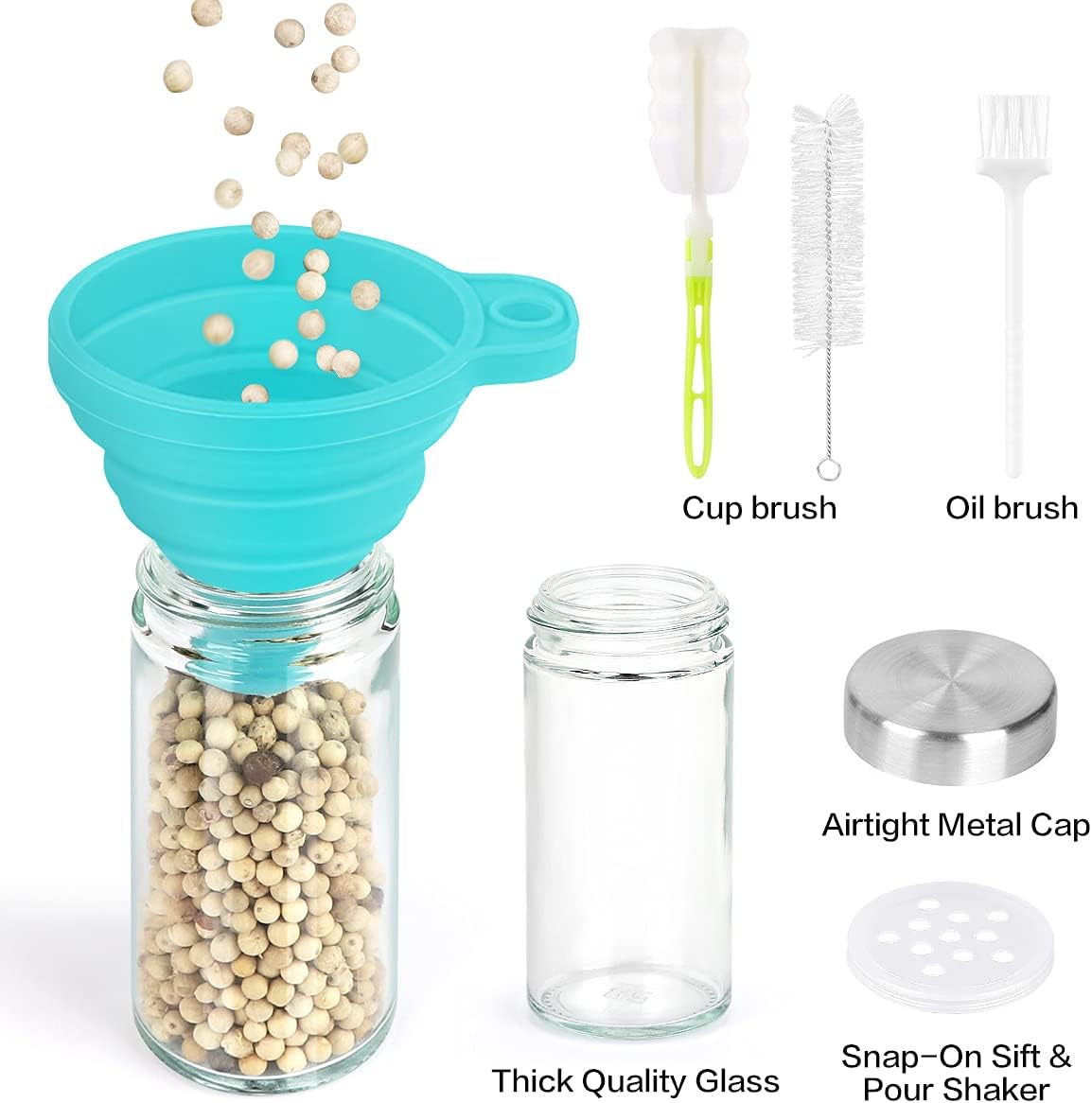 Spice Rack Organizer with Jars for Cabinet (20Pcs) Revolving/Rotating Seasoning Organizer