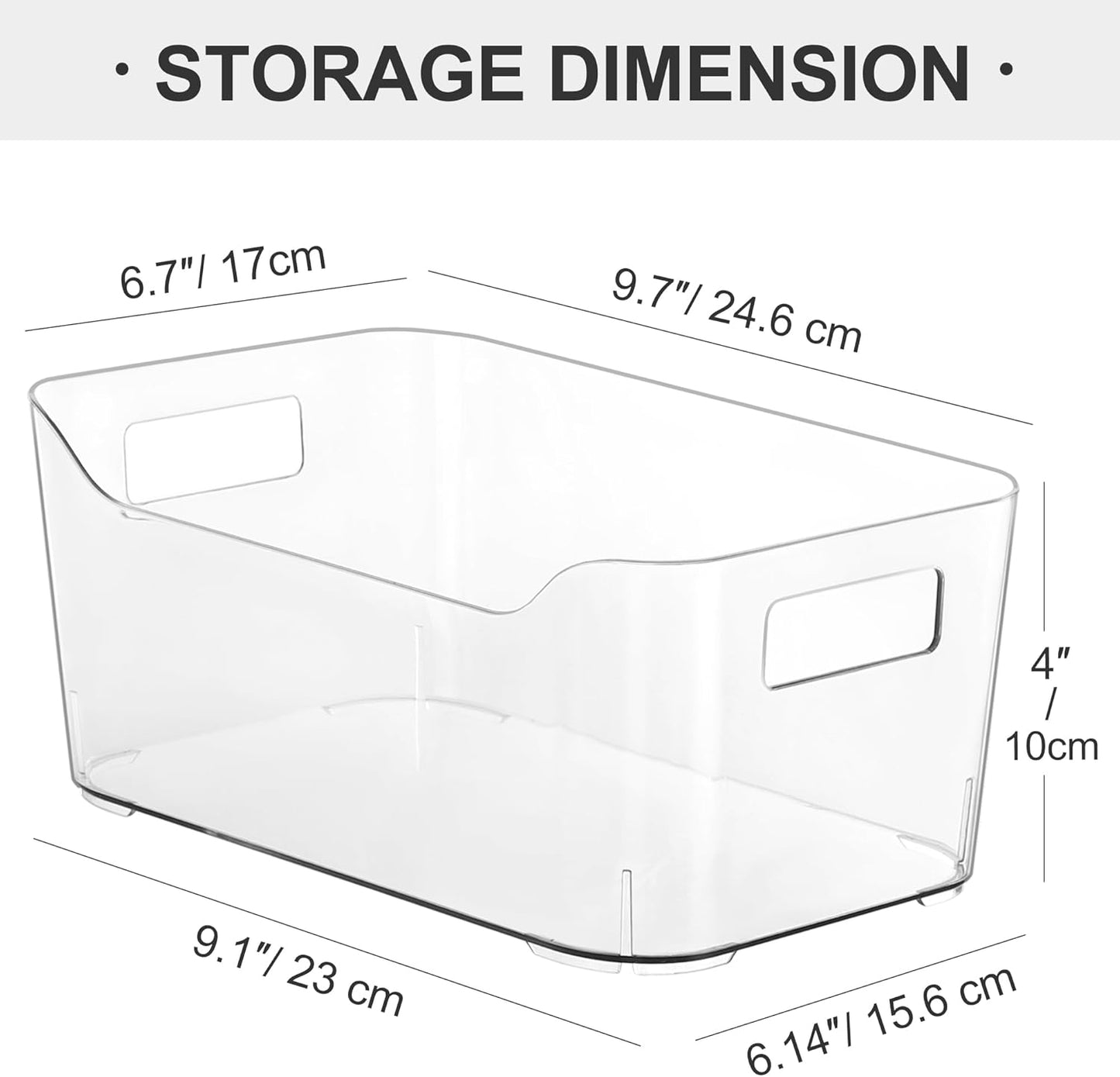 12 Pack Plastic Storage Bins, Clear Pantry Organizers and Storage