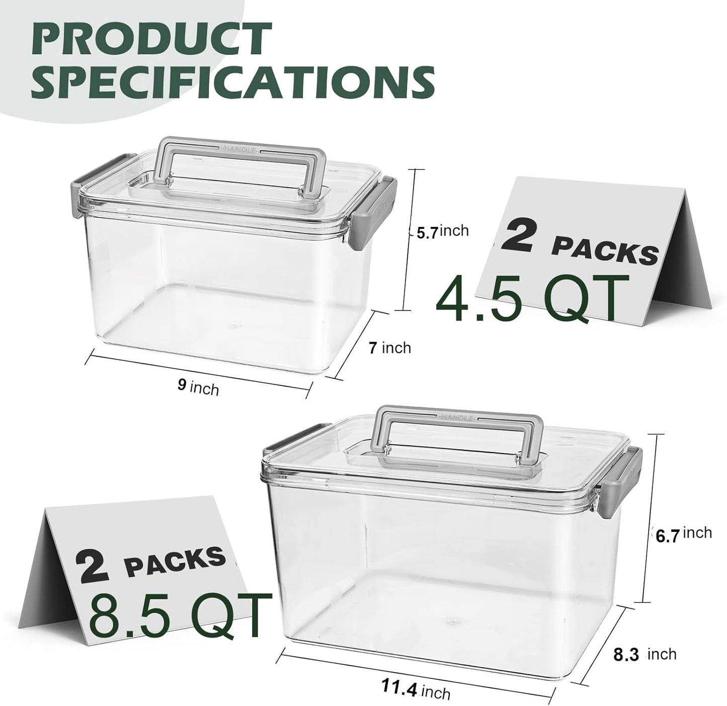 Plastic Storage Containers And Organization Bins Box Stackable with Lid and Secure Latching Buckles, Clear Clip Box For Kitchen or Pantry Storage Cabinet 4 PACK