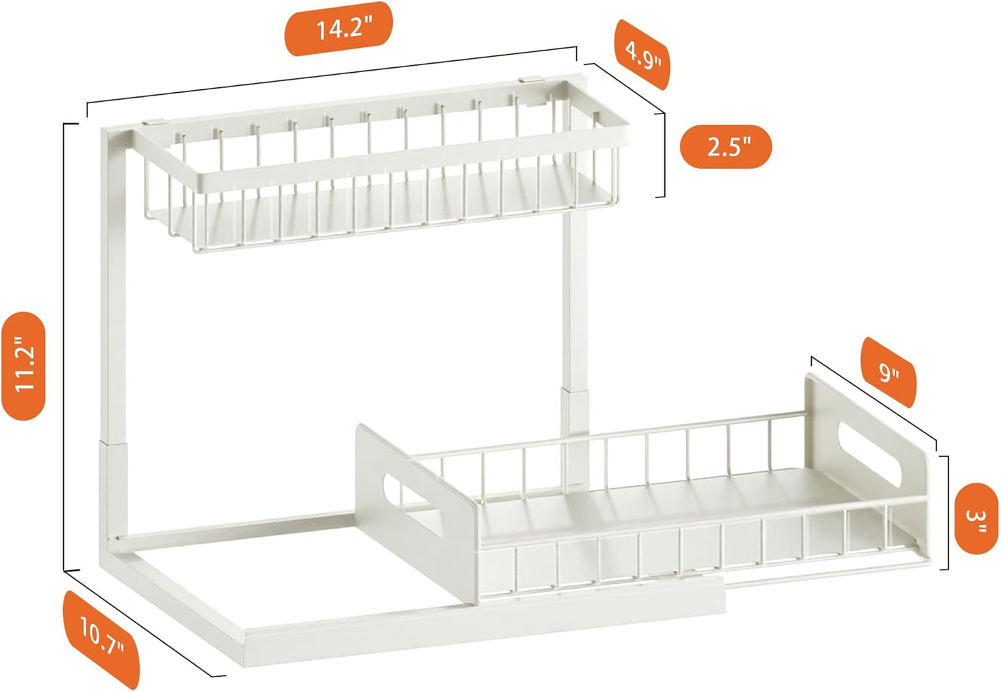 Under Sink Organizer, 2 Tier Pull Out Bathroom Cabinet Organizer