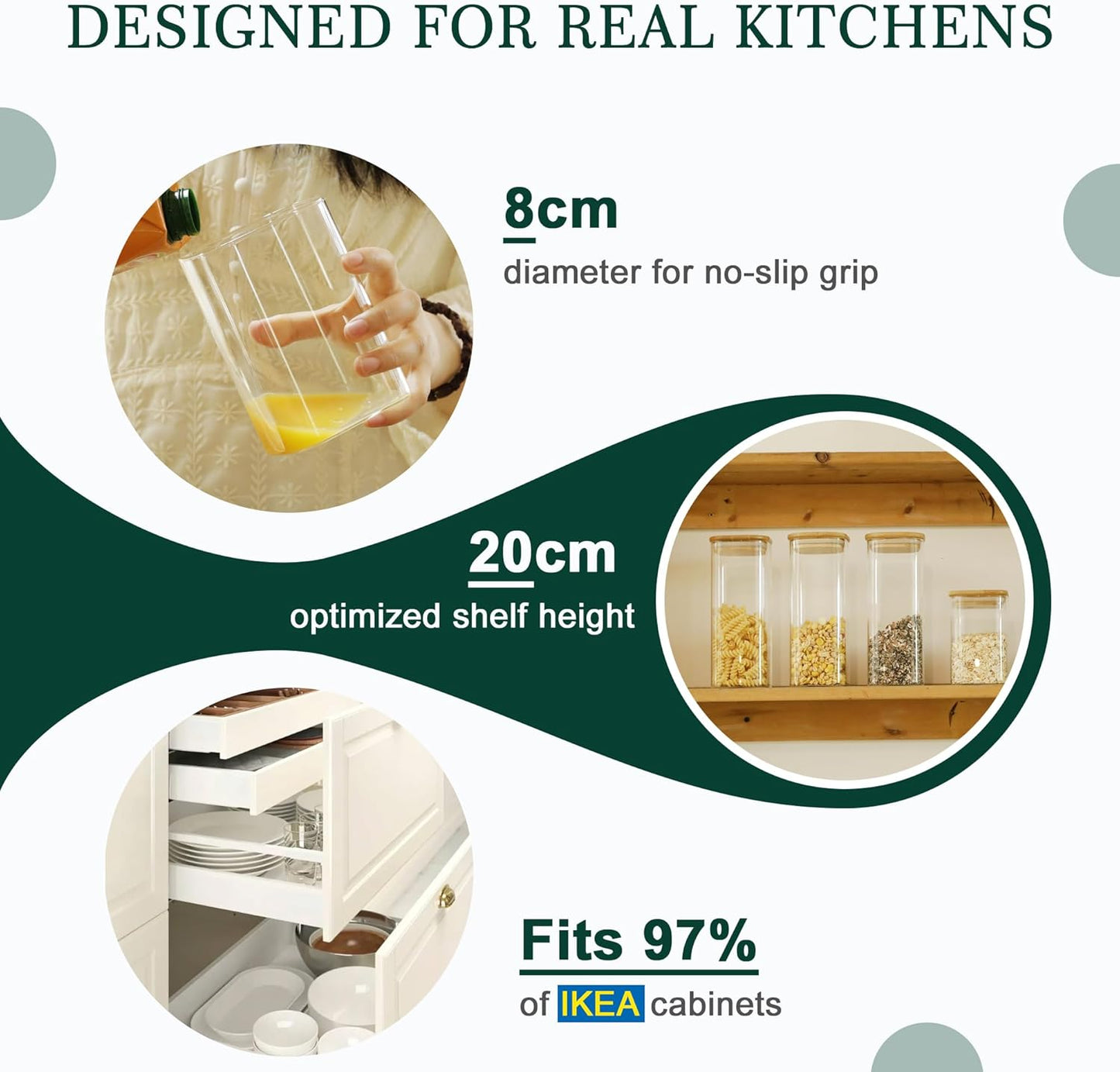 12-Pack Square Glass Storage Jars with Bamboo Lids (0.6Qt/1.06Qt)