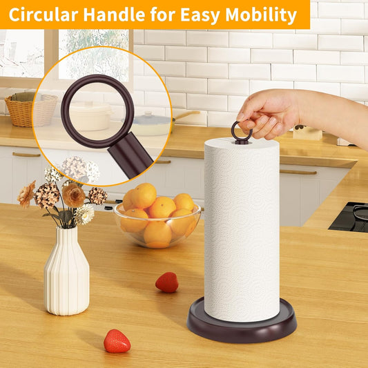 PAROTO Countertop Paper Towel Stand, Stainless Steel with Weighted Base, Bronze Finish