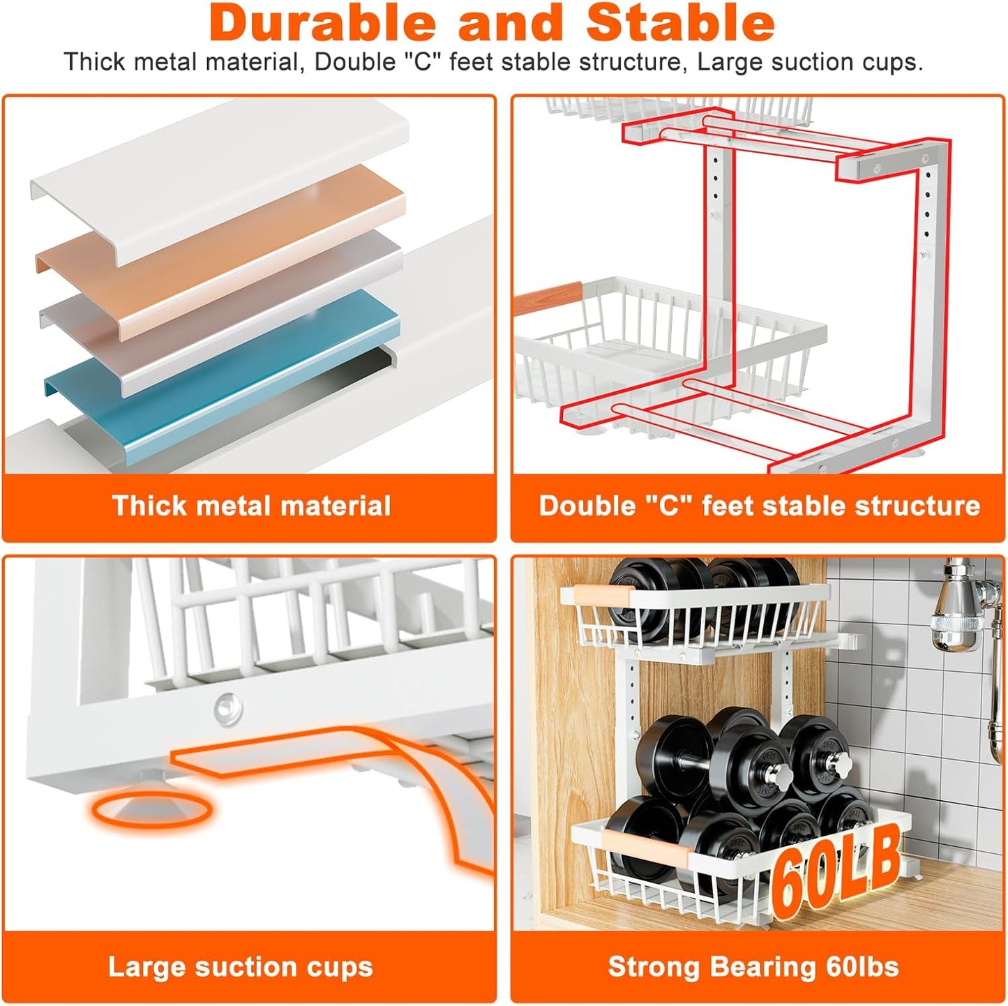 Under Sink Organizer, 2 Pack 2 Tier Under Sink Organizers and Storage