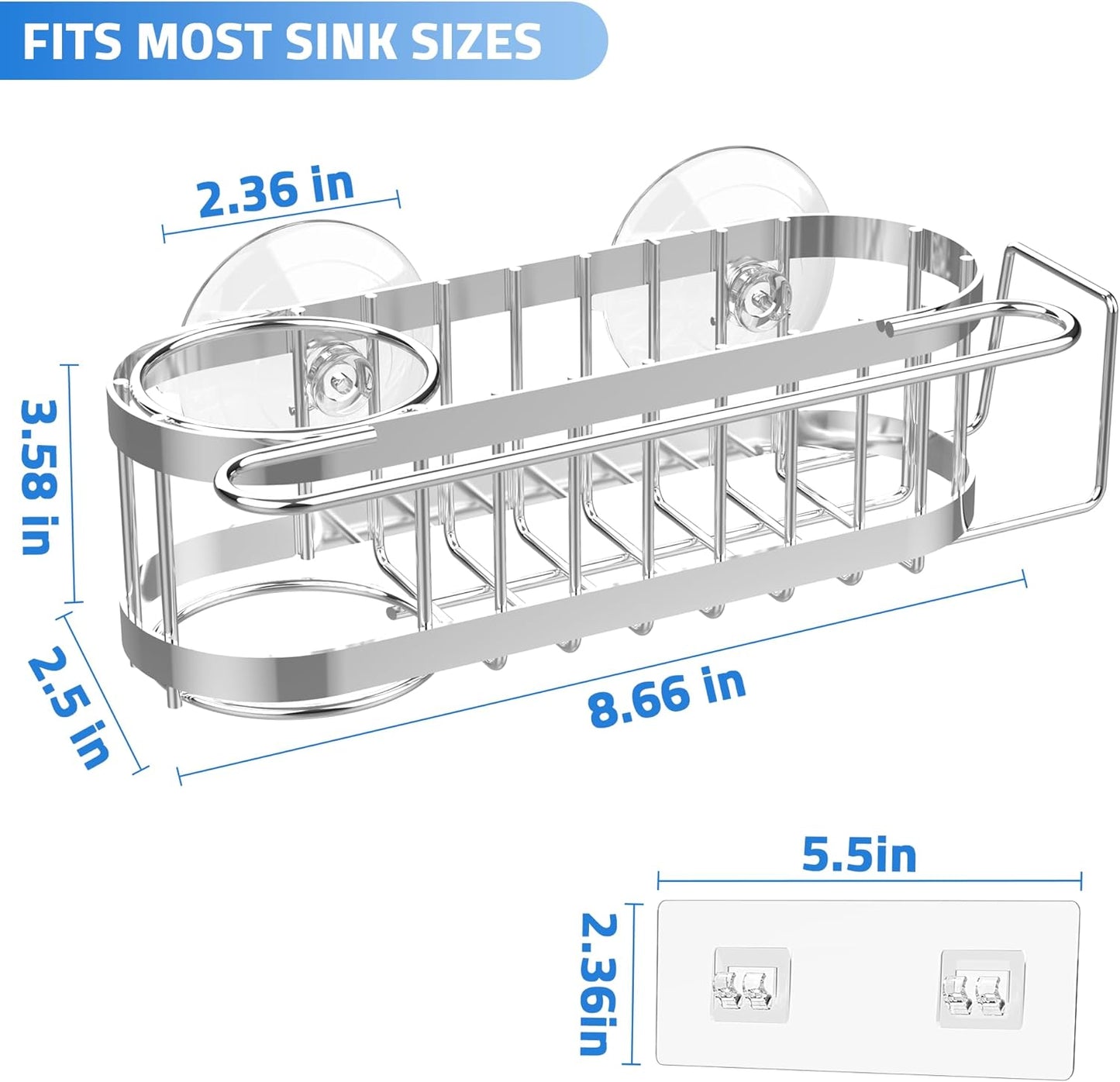Kitchen Sink Caddy Sponge Holder in The Sink, Stainless Steel Kitchen Sink Organizer, Brush Holder