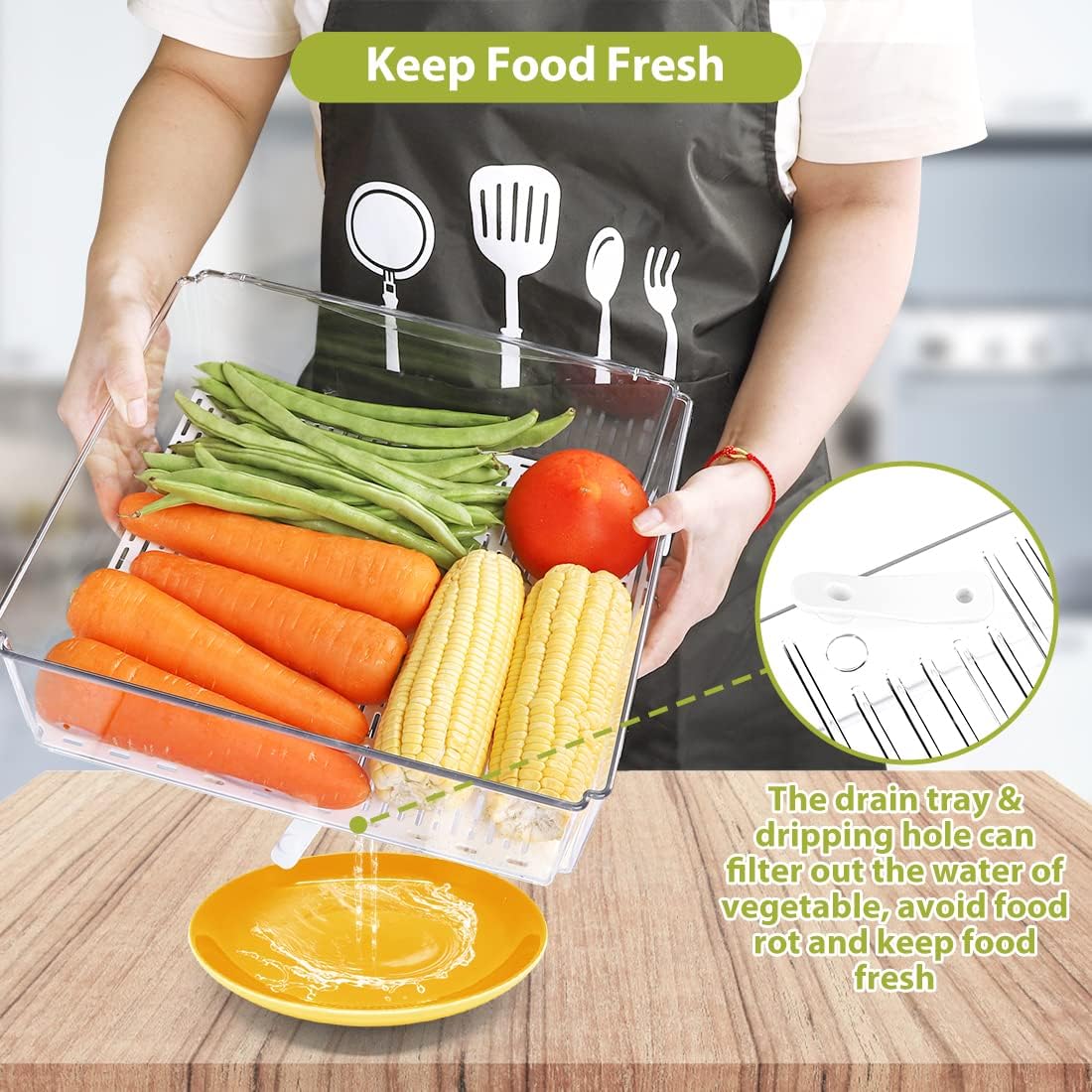 10 Pack Refrigerator Pantry Organizer Bins, Stackable Fridge Organizer Bins with Lids