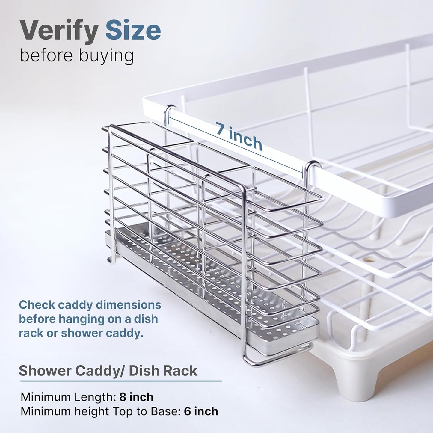 304 Stainless Steel Utensil Drying Rack with Hooks & 3 Divided Compartments