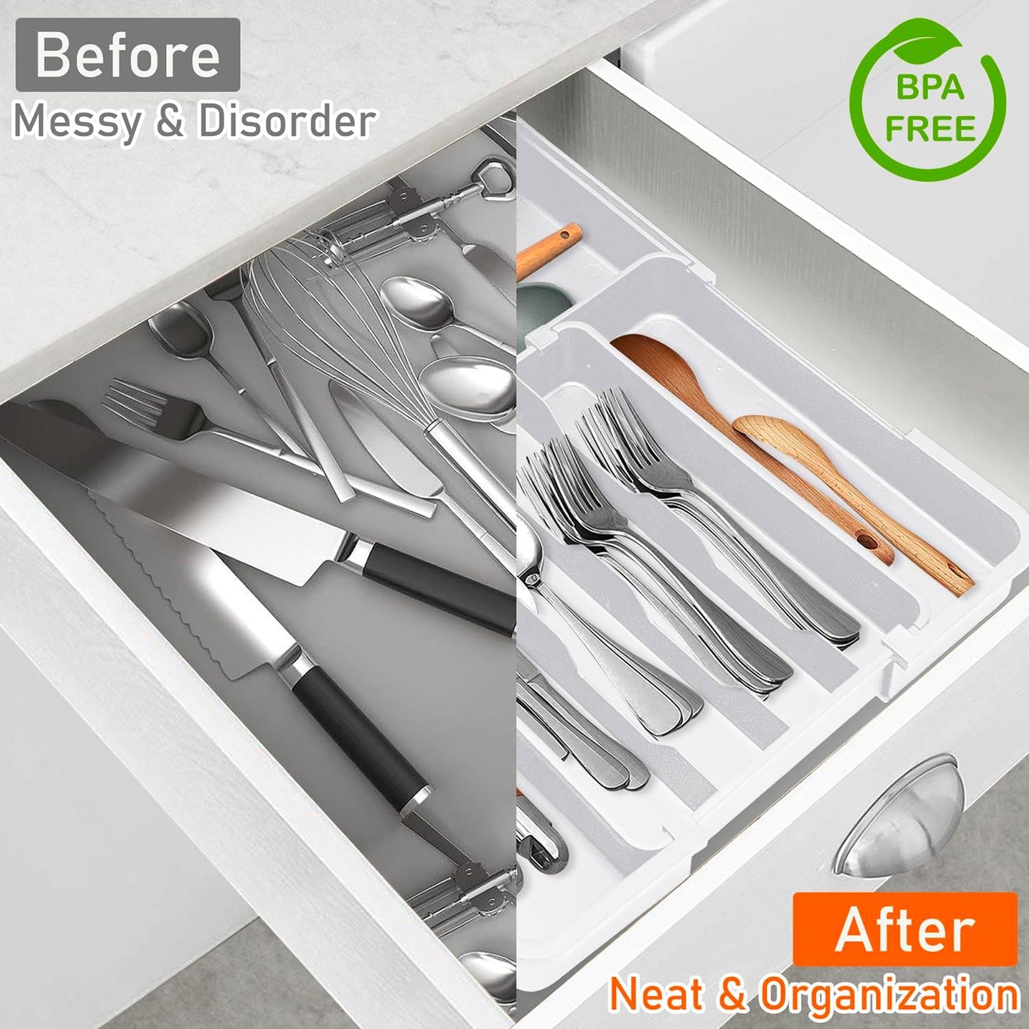 Silverware Organizer - Expandable Kitchen Drawer Organizer