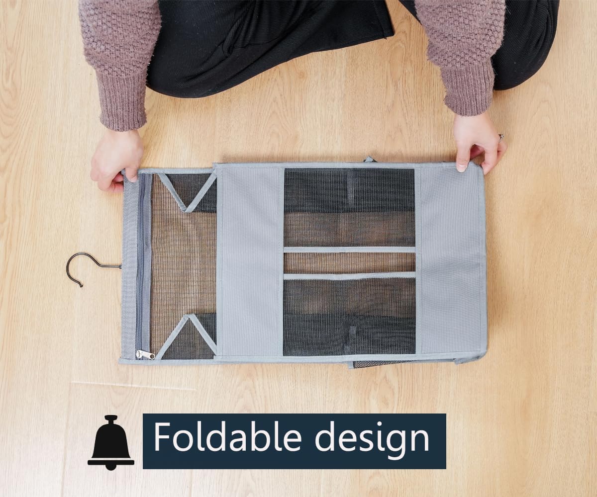 Hanging Plastic Grocery Bag Holder and Dispenser,Mesh Over the Cabinet Door Organizer with Easy-Access Openings for Kitchen Towel,Bras,Laundry,Installation Free(Black, 21.7"H * 11.8"W * 5.9"D)