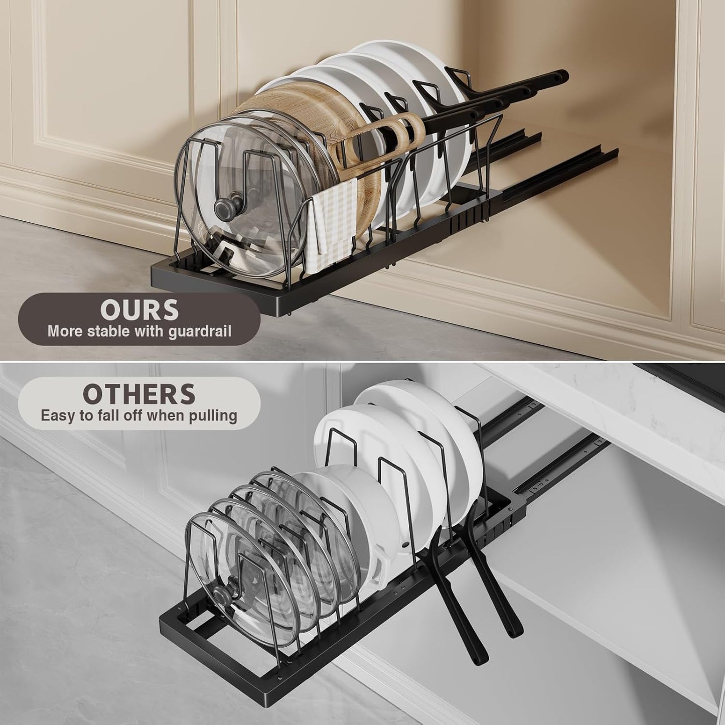 2 Pack Pots and Pans Organizer Under Cabinet