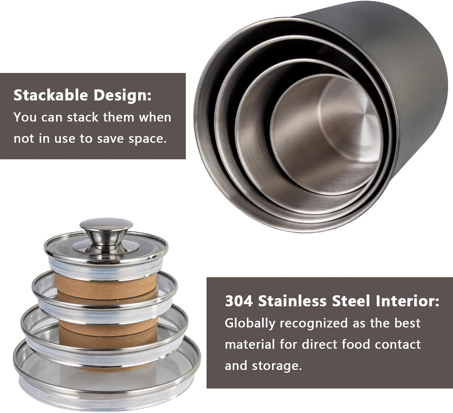 Stainless Steel Food Canister Set of 4-Piece