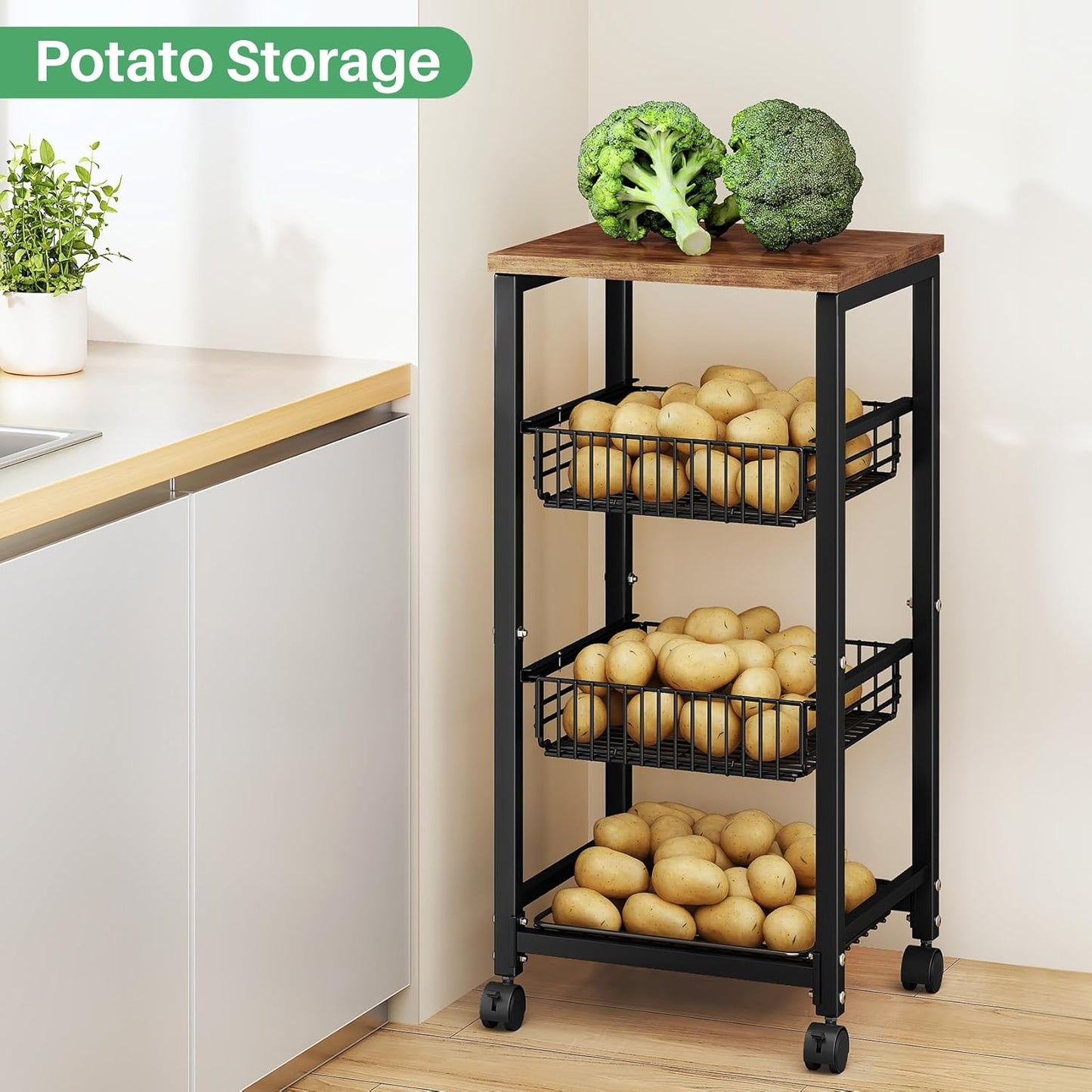 Fruit Basket Vegetable Stand for Kitchen Pantry