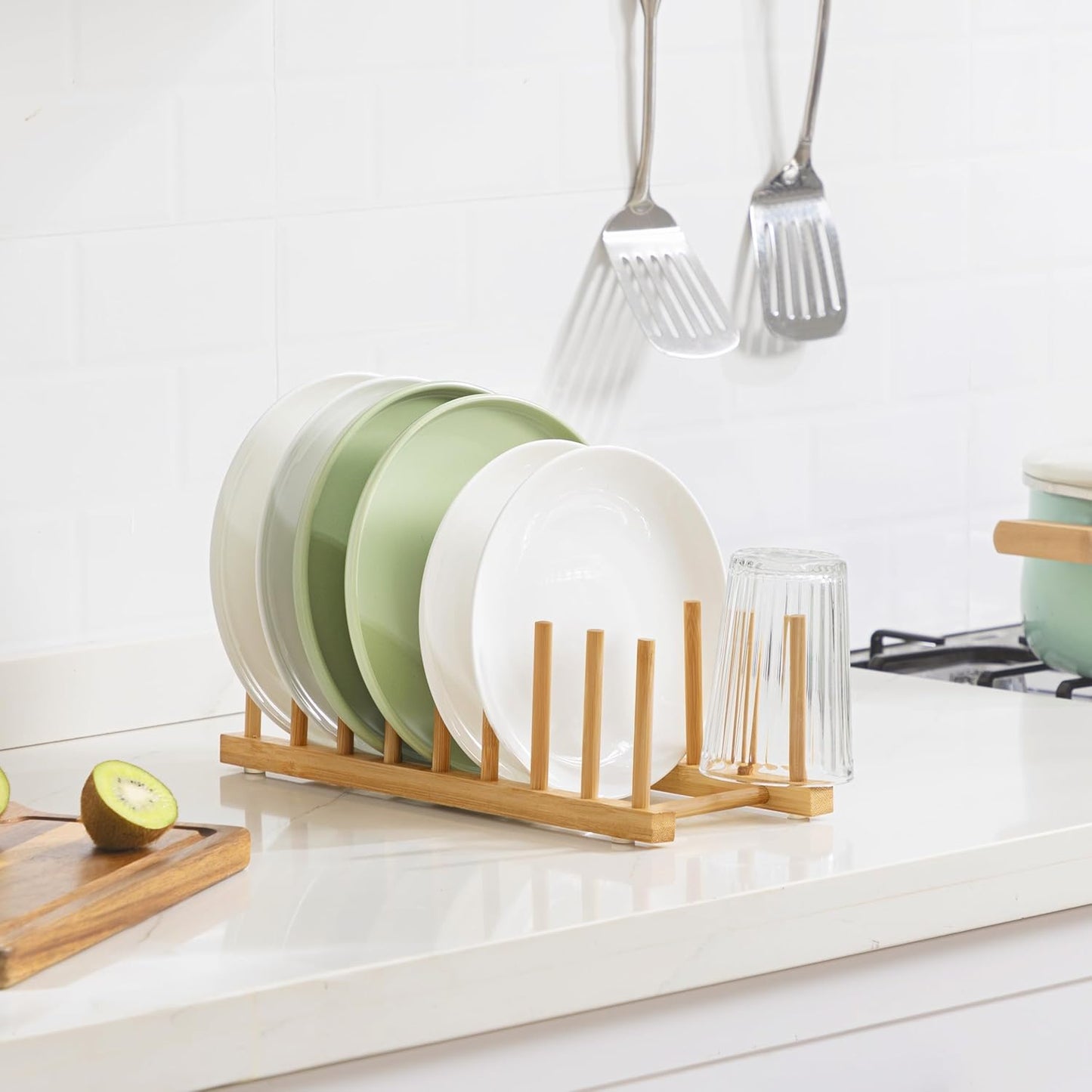 Bamboo Dish Drying Rack for Kitchen Counter and Cabinet