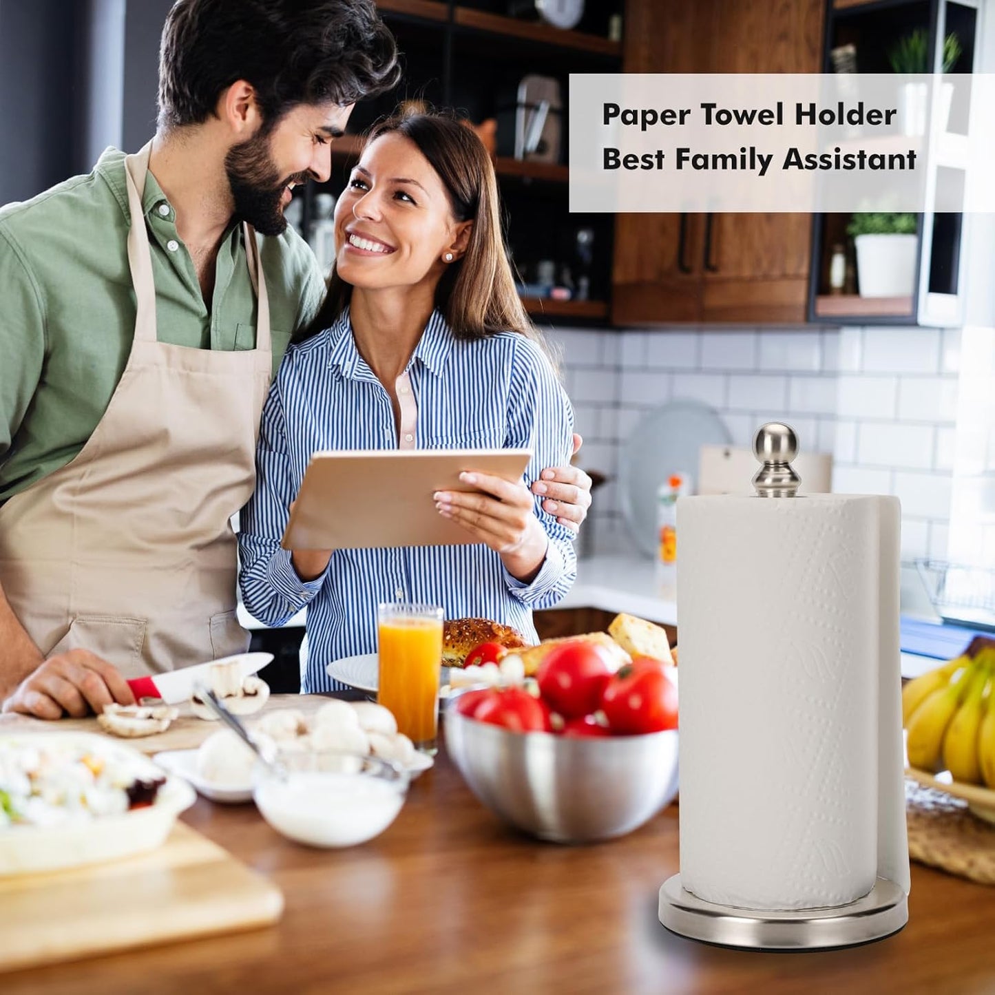 Paper Towel Holder Countertop, Standing Paper Towel Roll Holder for Kitchen Bathroom