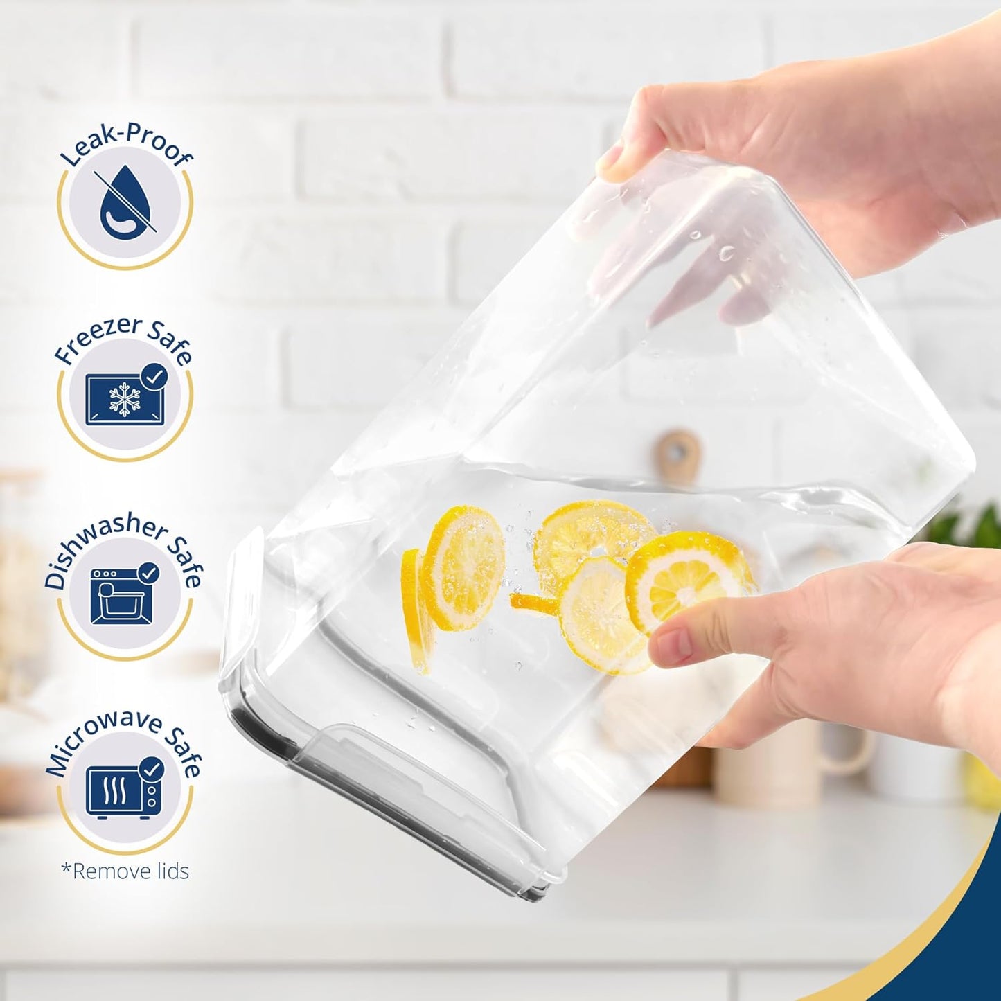 6.5L Airtight Food Storage Containers with Lids (4 Sets) | Kitchen Organizers and Storage Containers, Pantry Organizers | BPA Free Plastic XL Set w/ 4 Measuring Cups, 12 Labels, Pen