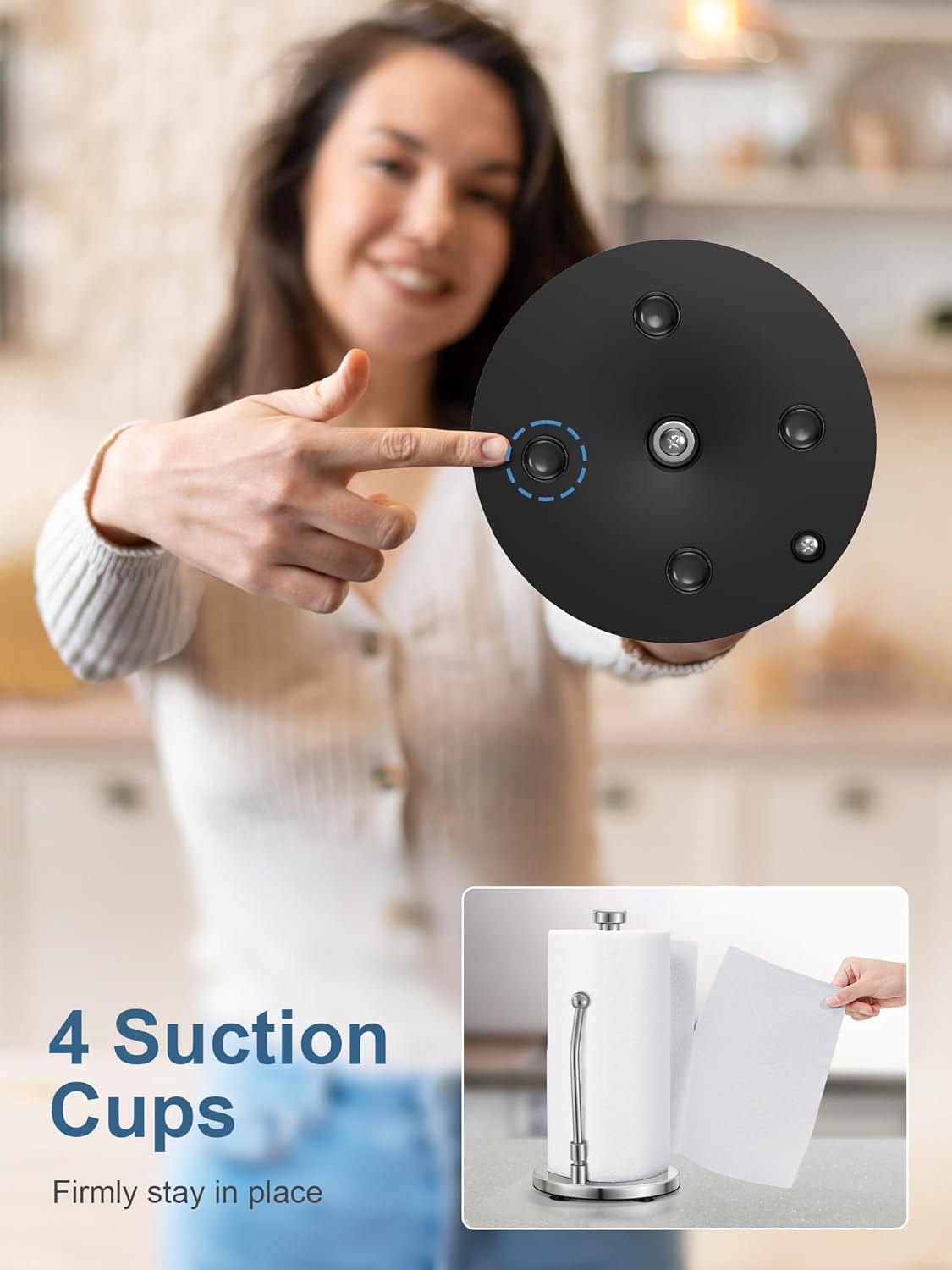 Paper Towel Holder, Paper Towel Dispenser Standing Weighted Base Non Slip