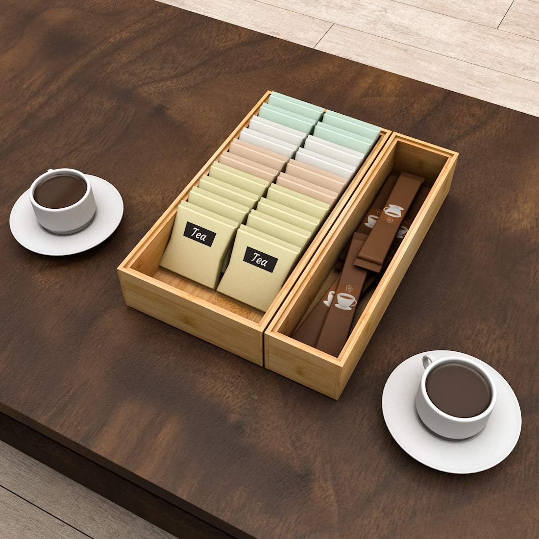Utensil Organizer Silverware Drawer Organizer - Stackable Bamboo Flatware Caddy Cutlery Holder